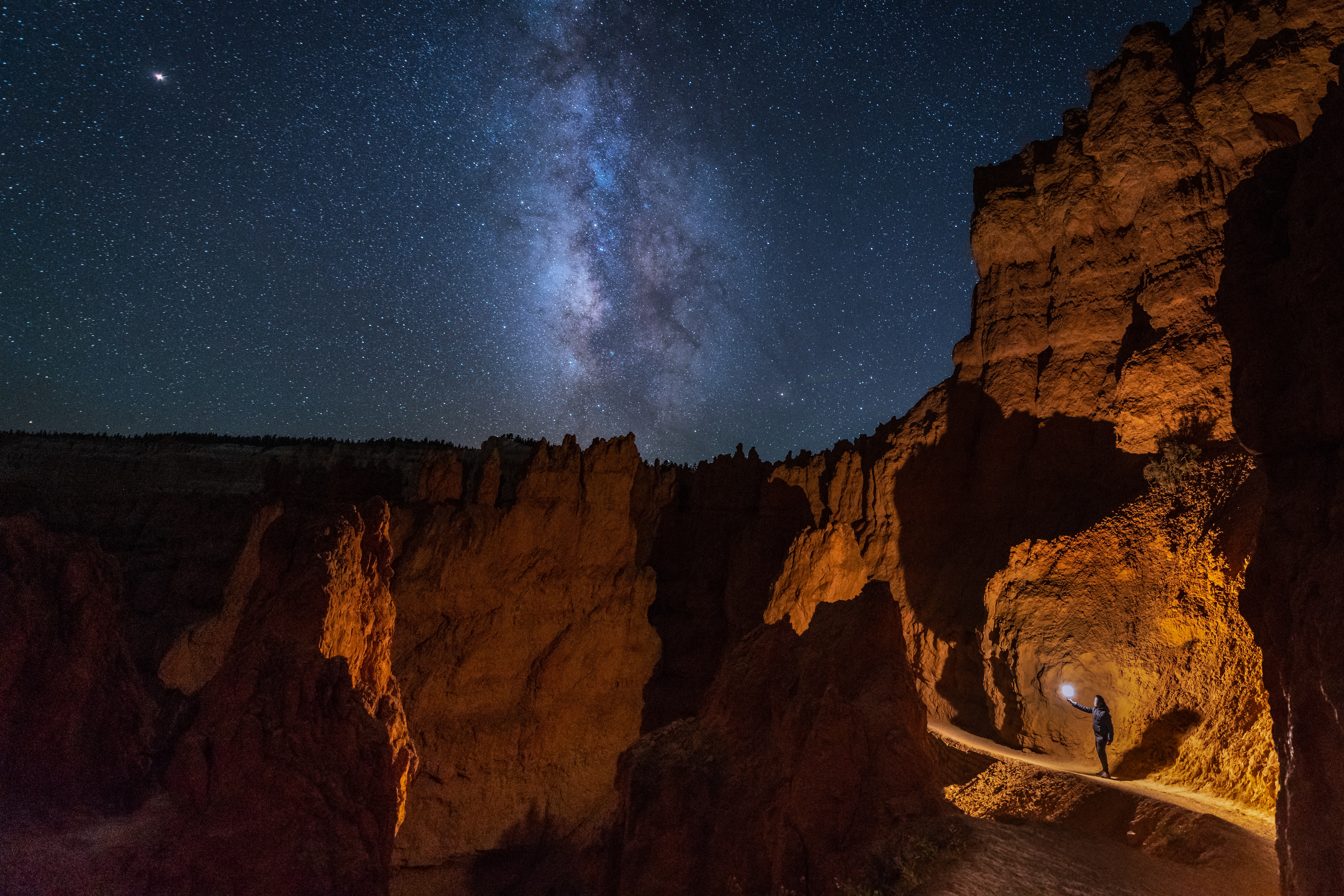 Free download wallpaper Nature, Human, Person, Glow, Night, Canyon on your PC desktop