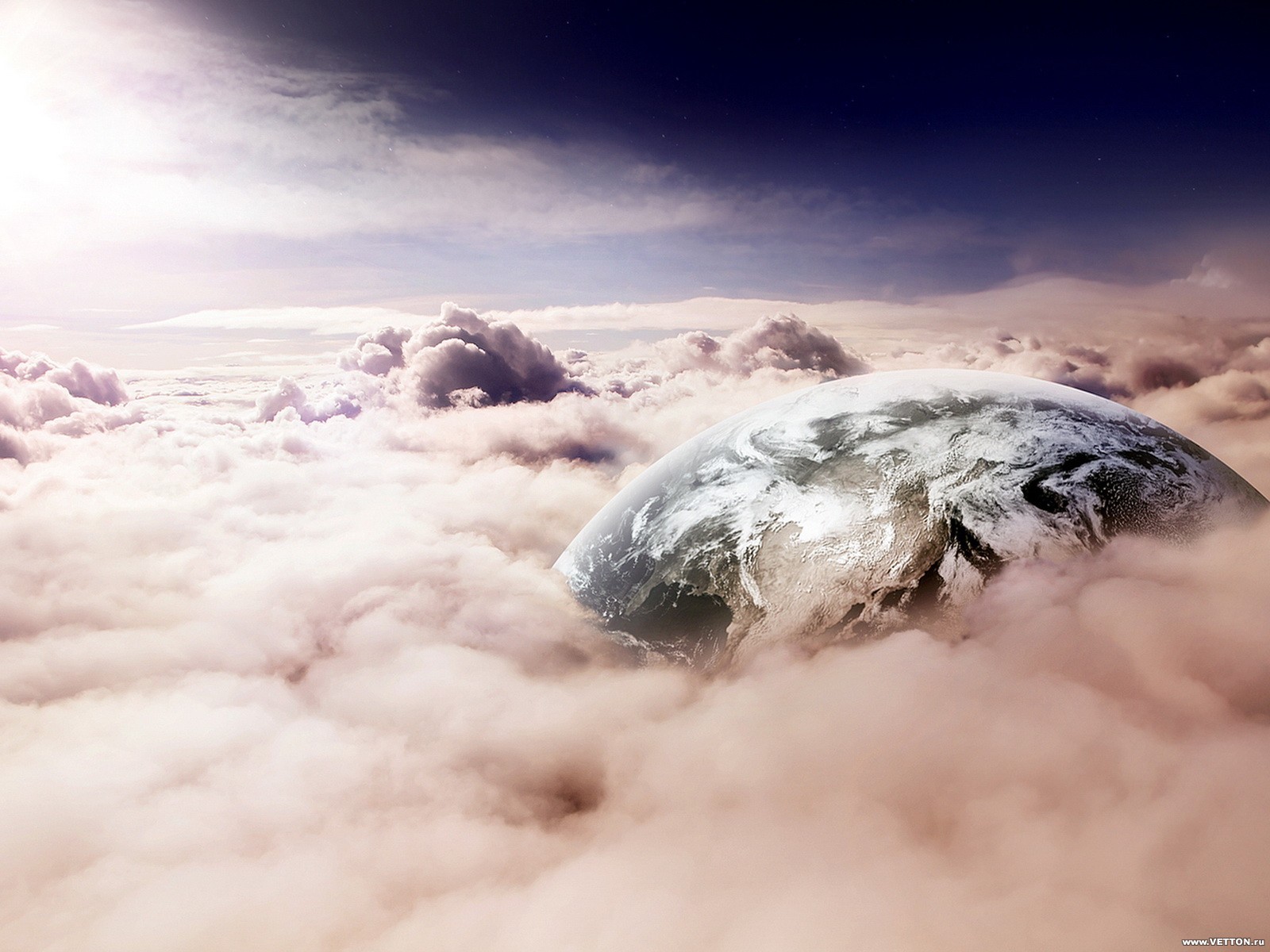 Handy-Wallpaper Landschaft, Clouds, Sky, Planets kostenlos herunterladen.