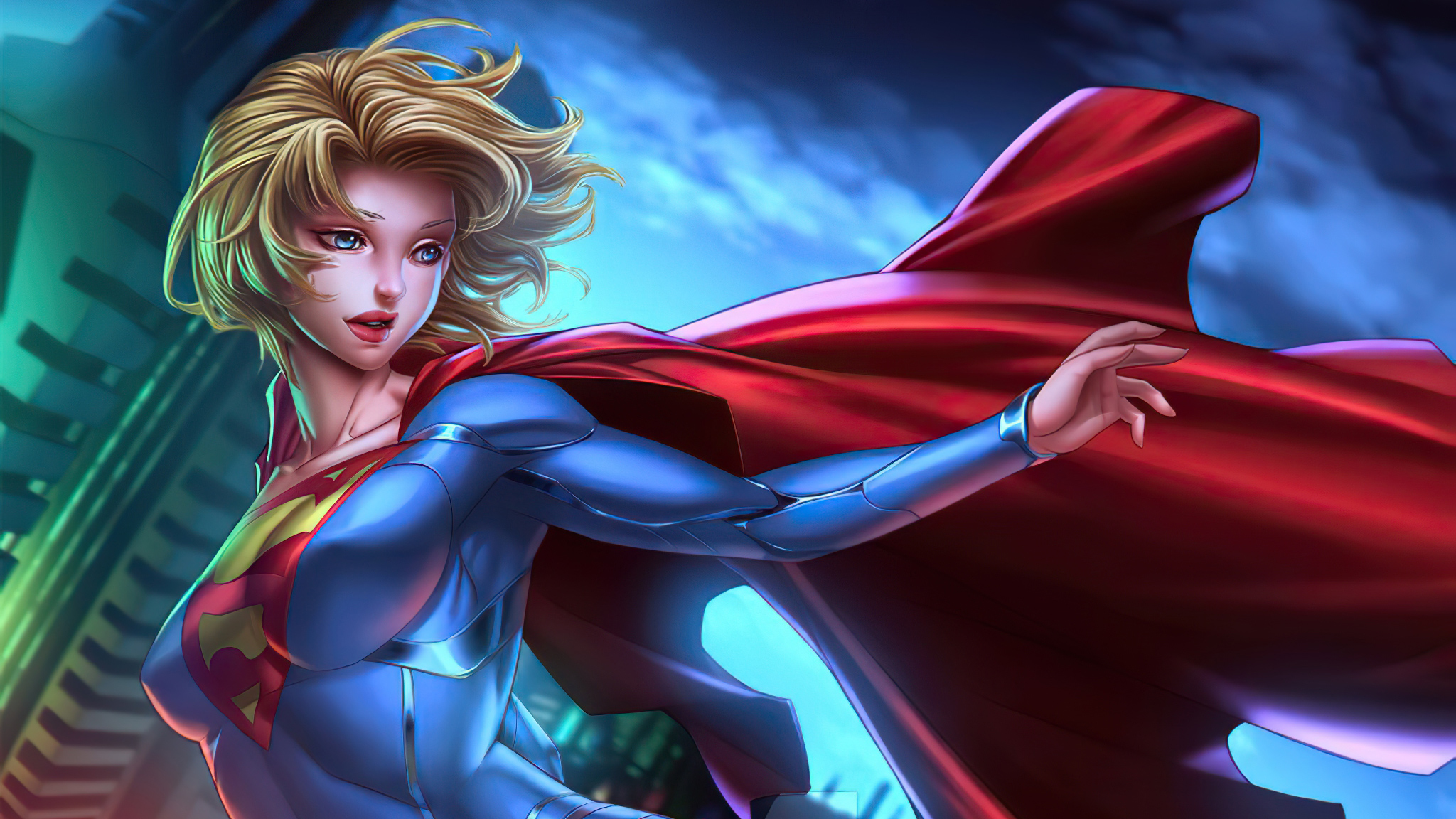 Descarga gratuita de fondo de pantalla para móvil de Superhombre, Ojos Azules, Historietas, Cabello Corto, Dc Comics, Rubia, Supergirl.