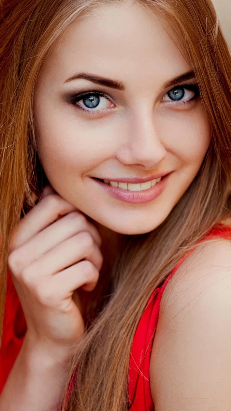 Download mobile wallpaper Smile, Redhead, Model, Women, Blue Eyes for free.