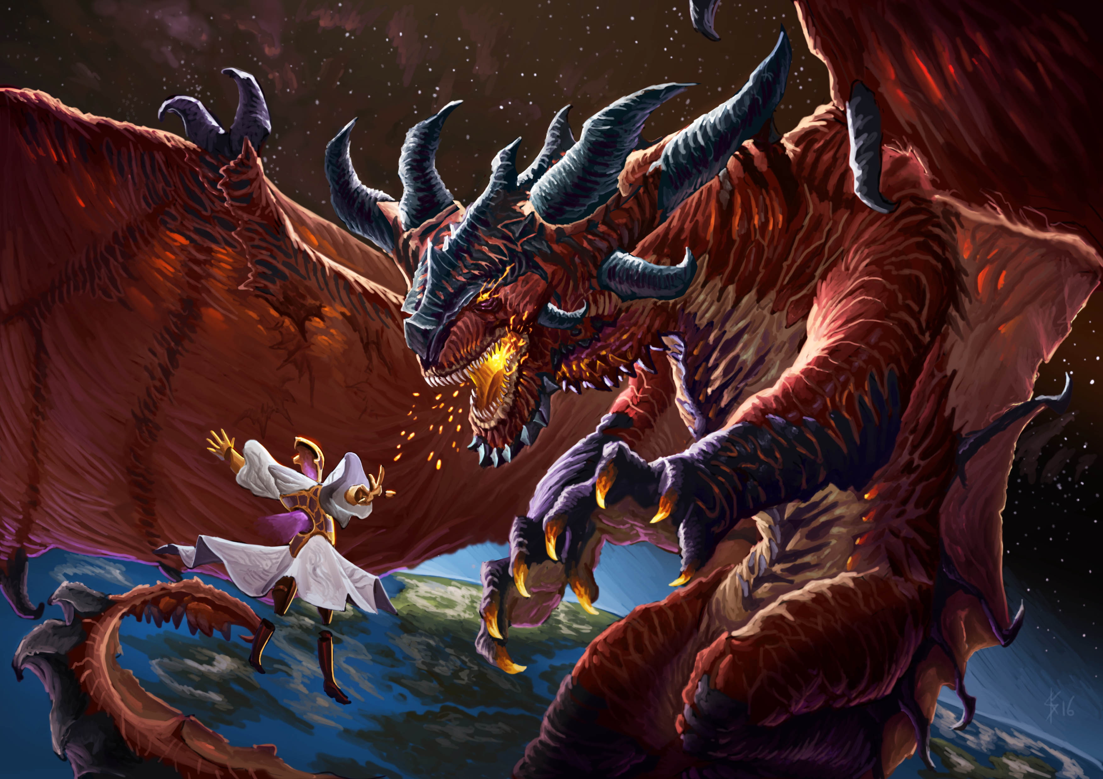 Free download wallpaper Fantasy, Space, Dragon, Wizard on your PC desktop