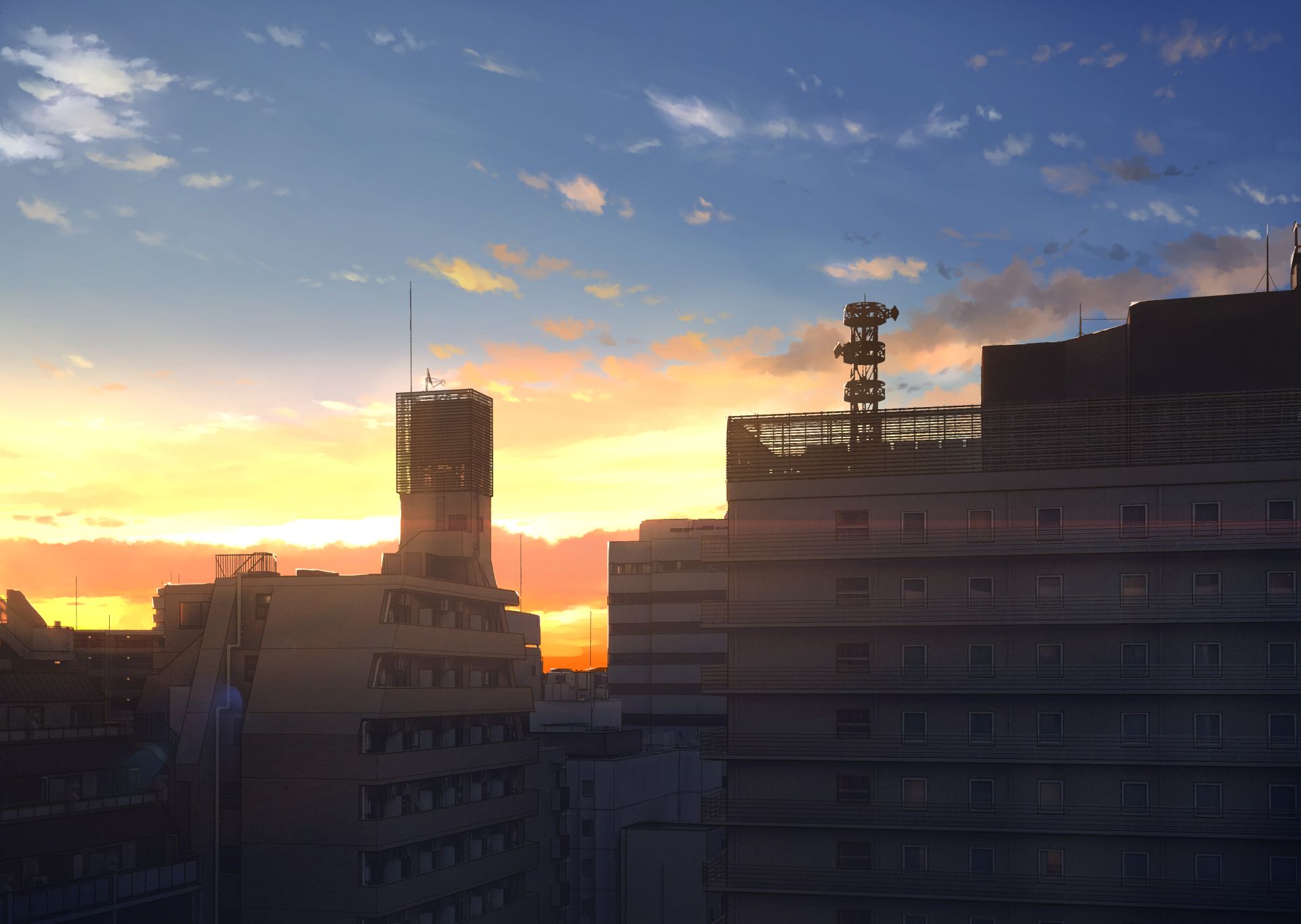 Baixe gratuitamente a imagem Anime, Pôr Do Sol, Céu, Nuvem, Original na área de trabalho do seu PC