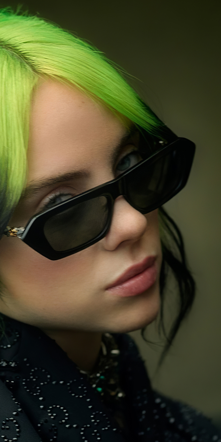 Download mobile wallpaper Music, Singer, Green Hair, Sunglasses, American, Billie Eilish for free.