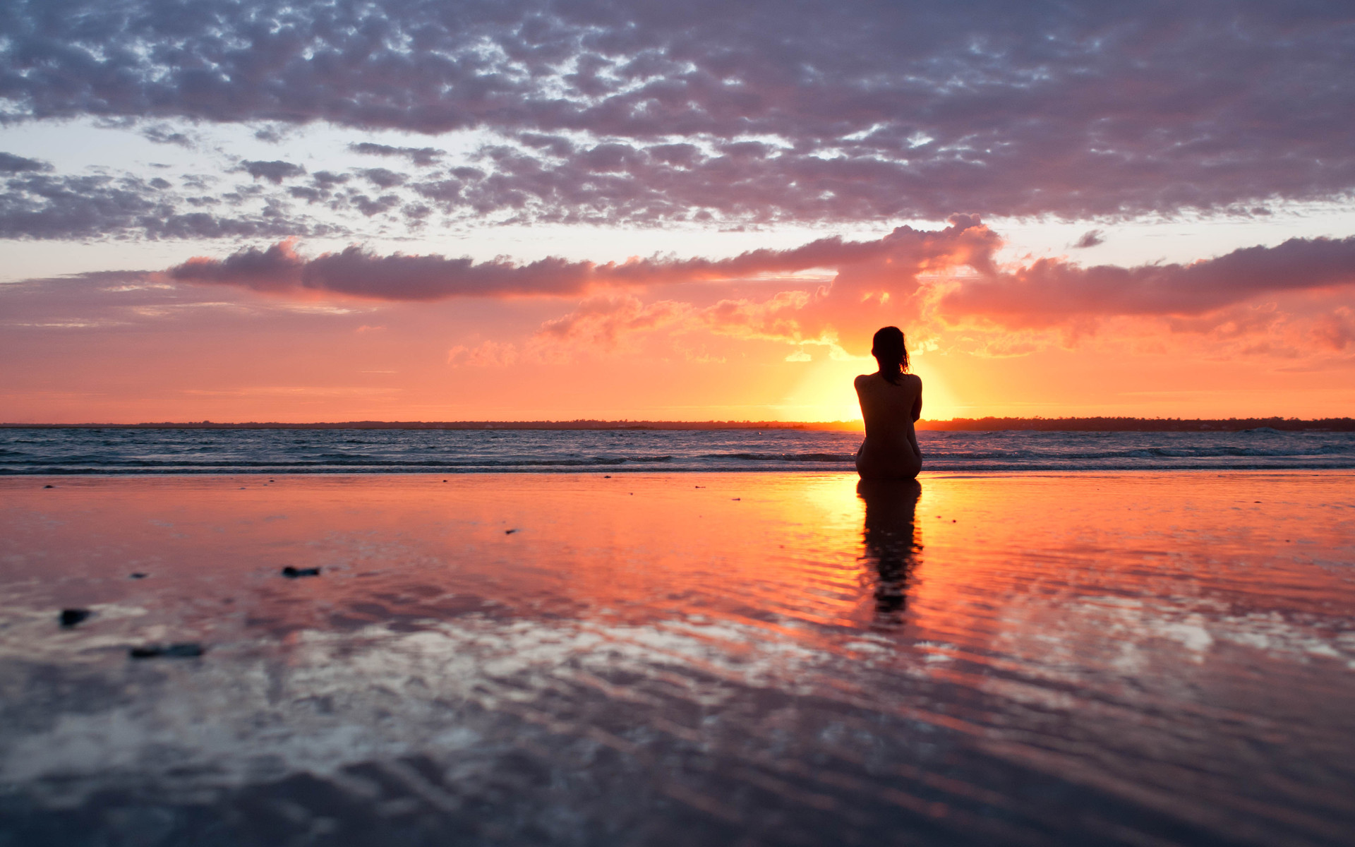 Free download wallpaper Sunset, Beach, Ocean, Photography, Women on your PC desktop