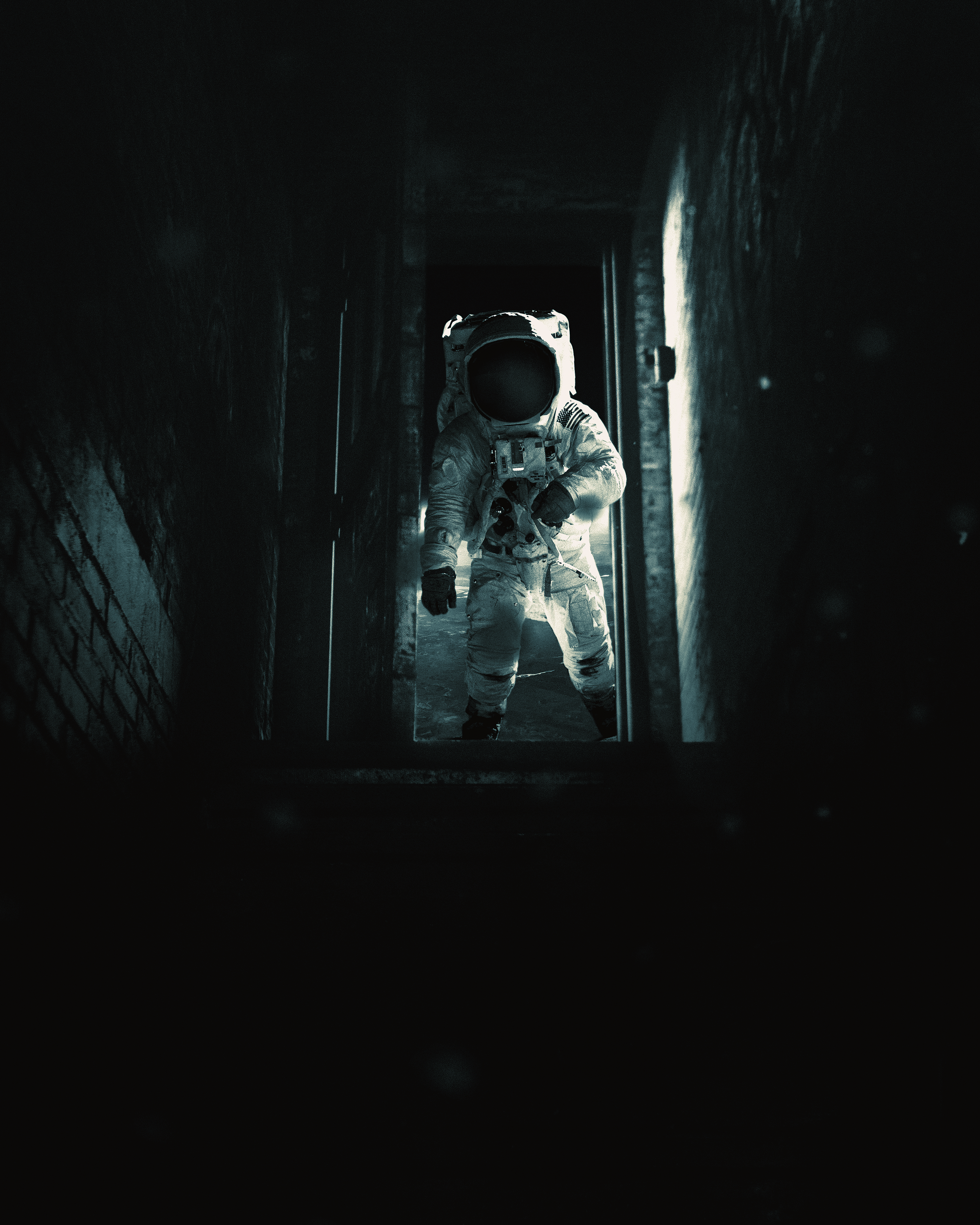 astronaut, gravity, universe, dark, cosmonaut, spacesuit, space suit, door