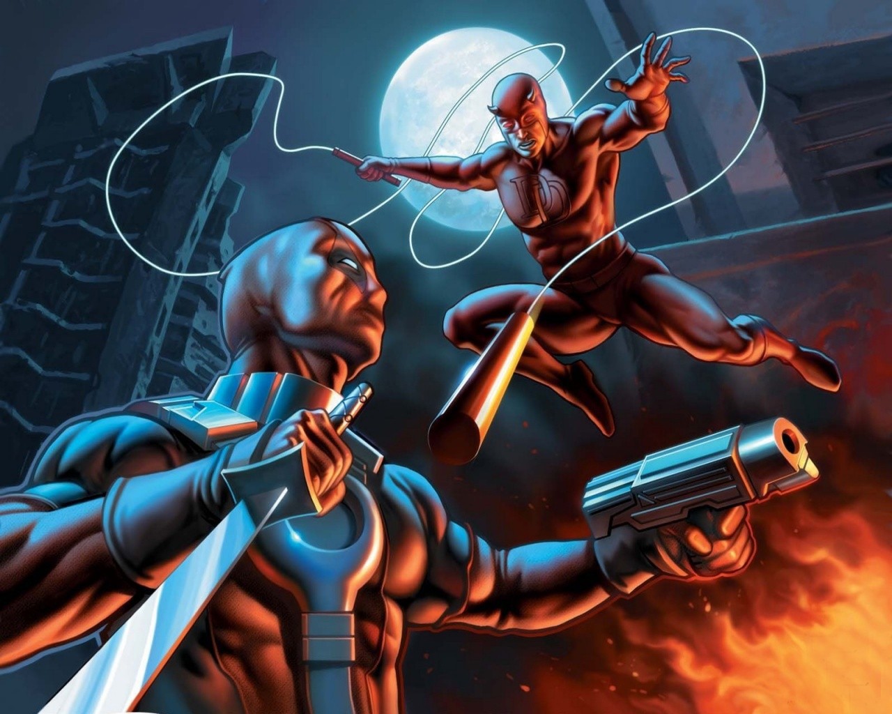 Free download wallpaper Deadpool, Comics, Daredevil on your PC desktop