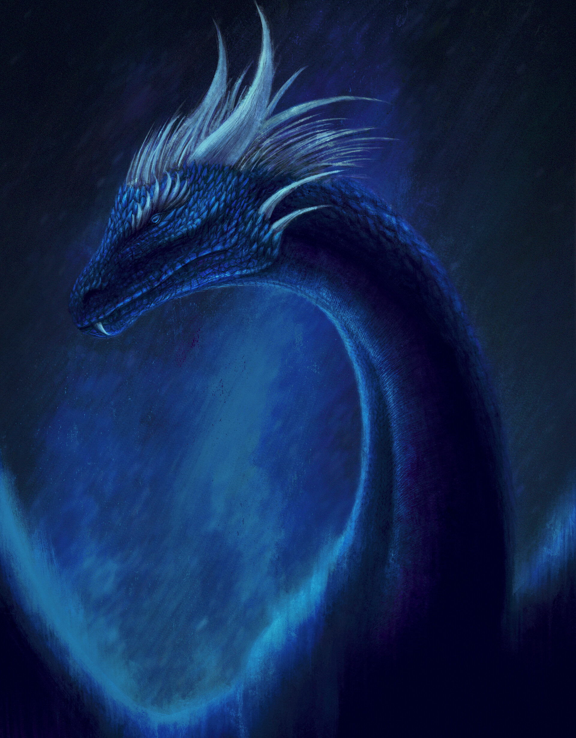 dragon, art, blue, being, creature, fiction, that's incredible Panoramic Wallpaper