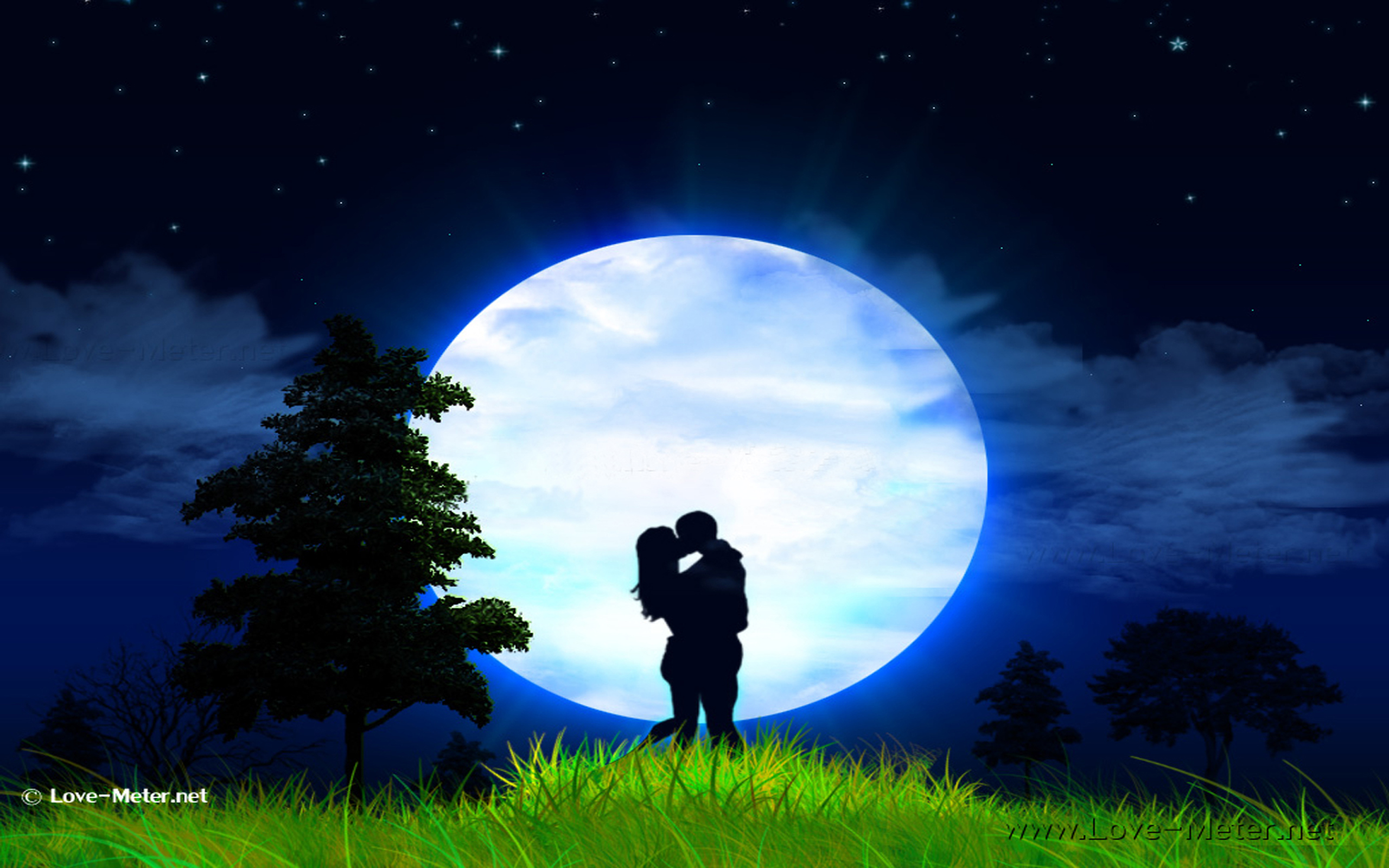 Free download wallpaper Moon, Love, Couple, Tree, Artistic on your PC desktop