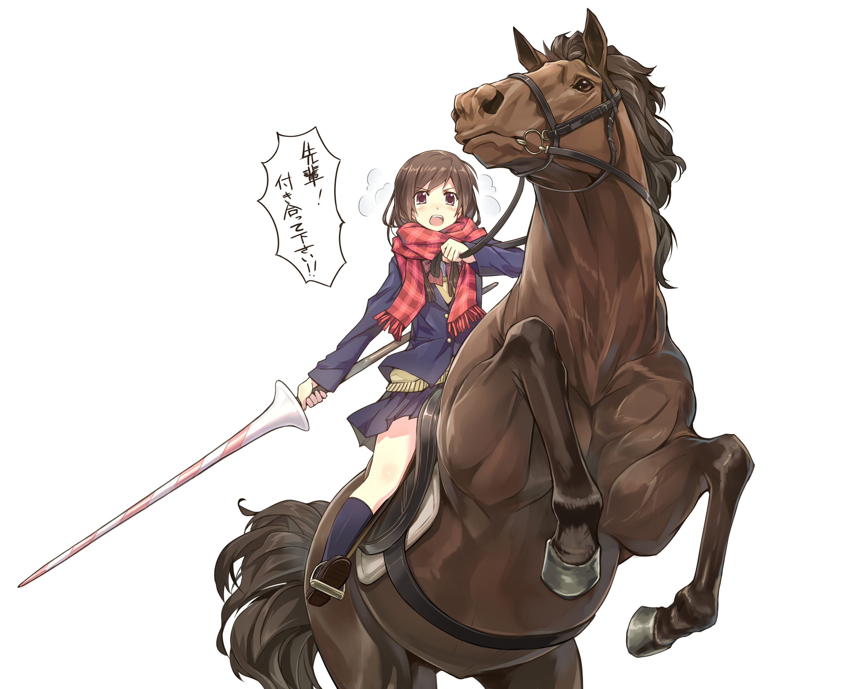 Download mobile wallpaper Anime, Horse, Sword, Original for free.