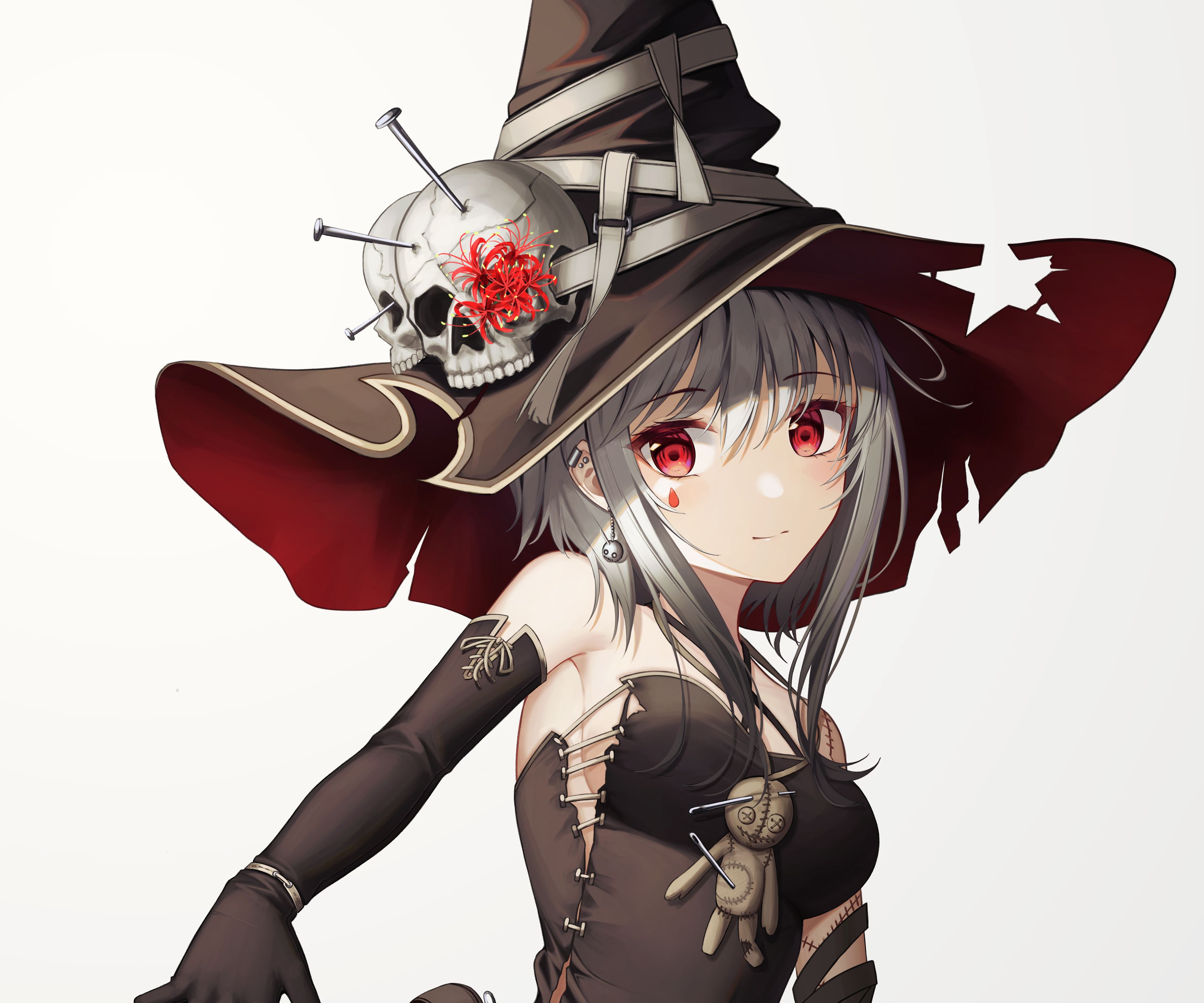 Free download wallpaper Anime, Girl, Witch, Red Eyes on your PC desktop