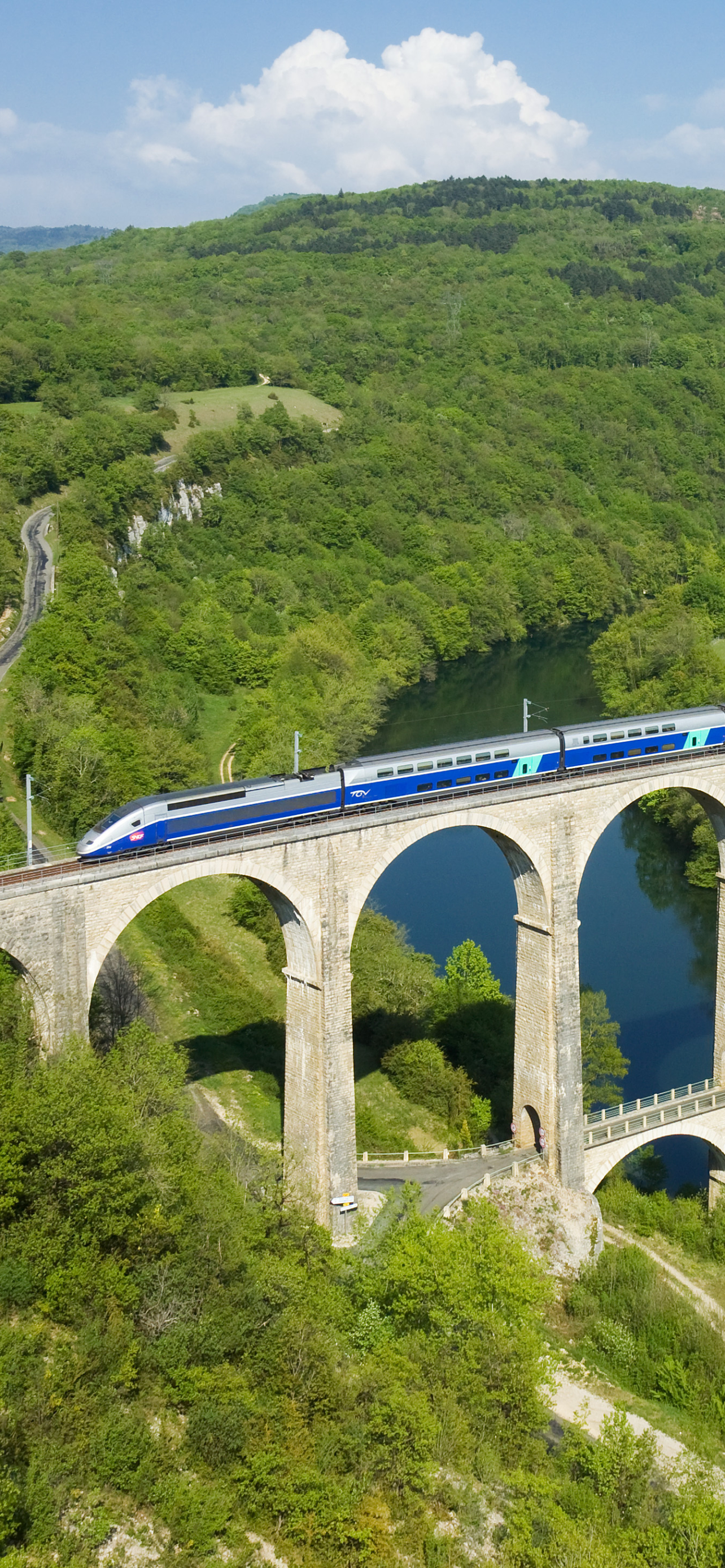 Download mobile wallpaper Bridge, Train, Vehicles for free.