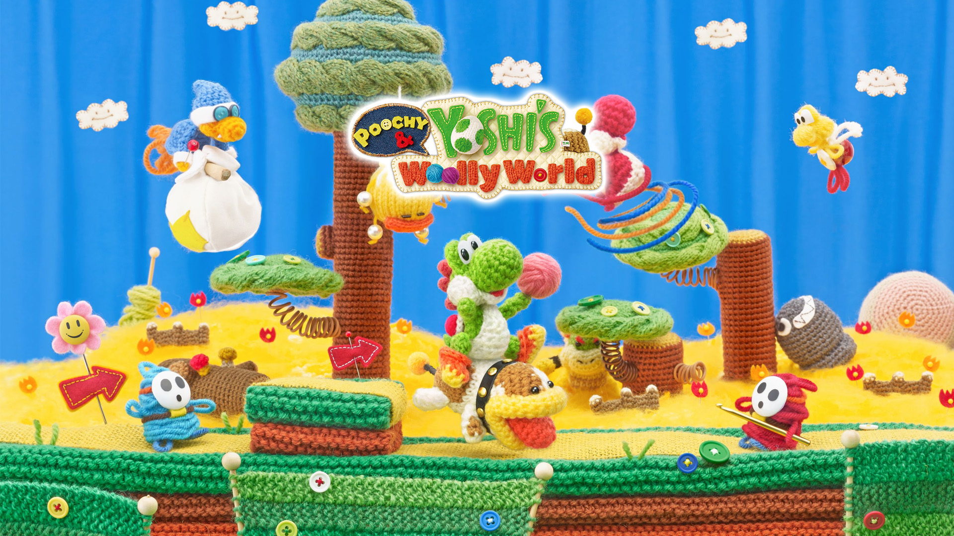 Laden Sie Poochy & Yoshi's Woolly World HD-Desktop-Hintergründe herunter