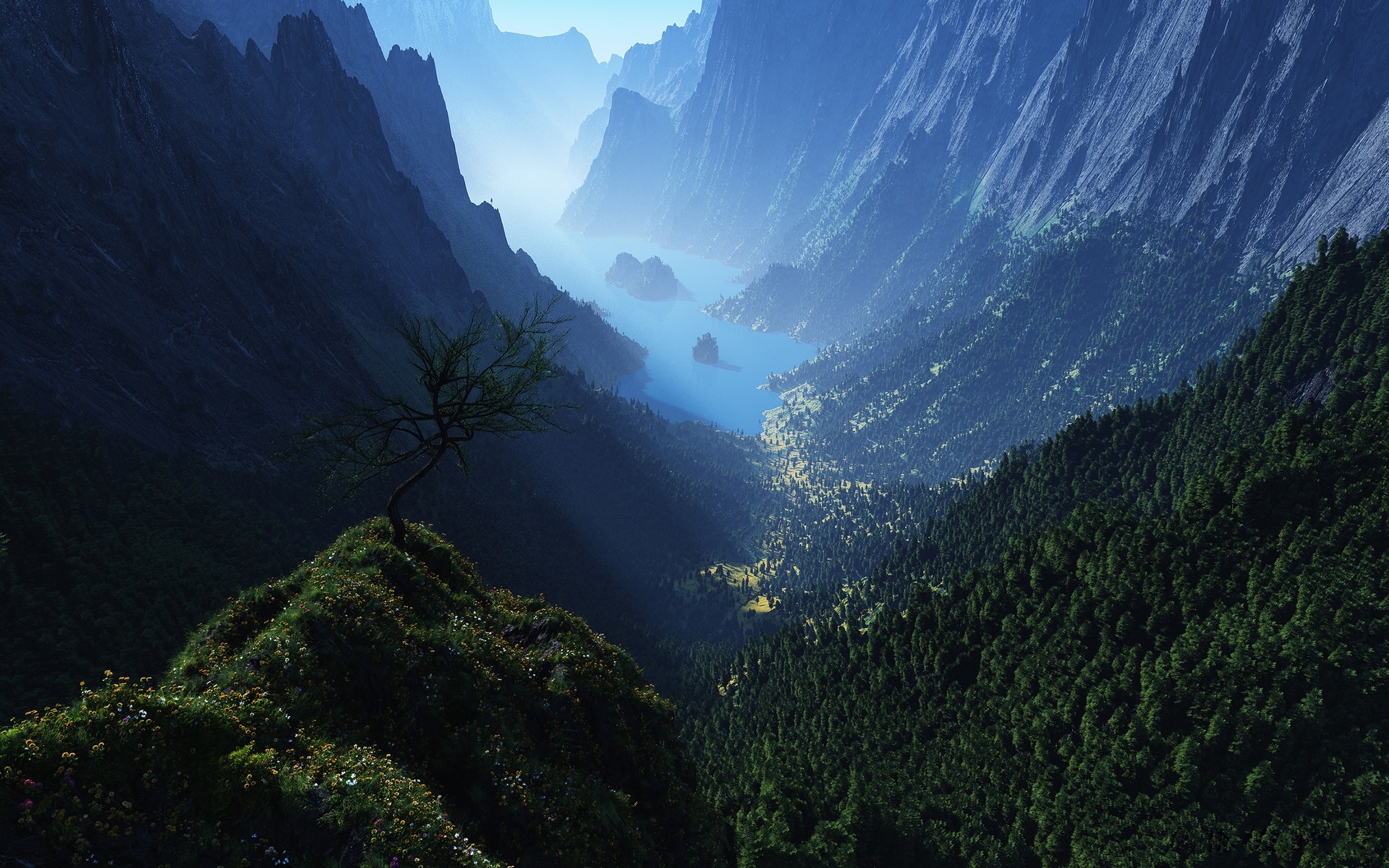 31406 télécharger l'image montagnes, paysage, bleu - fonds d'écran et économiseurs d'écran gratuits