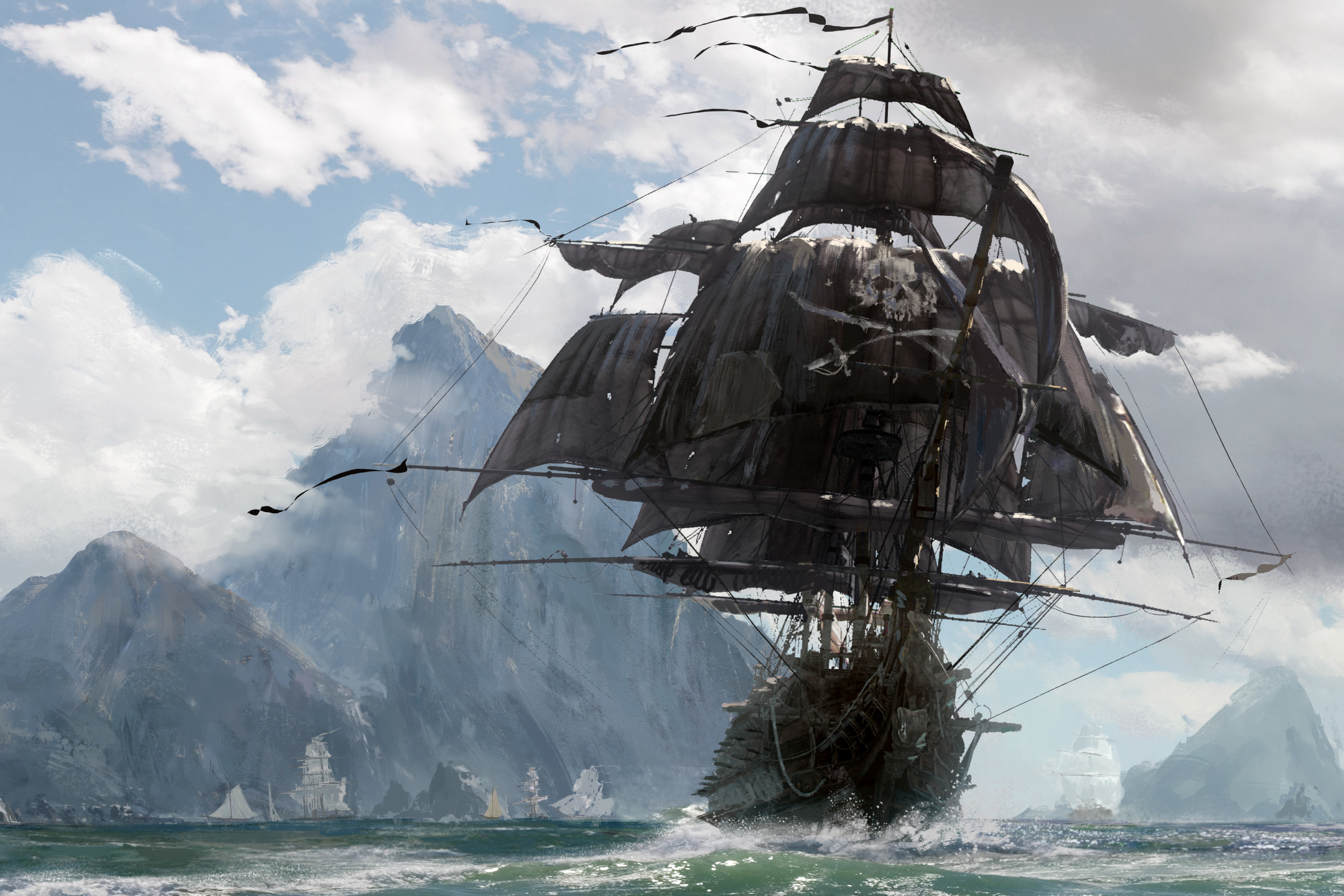 Laden Sie das Computerspiele, Piratenschiff, Schädel Und Knochen-Bild kostenlos auf Ihren PC-Desktop herunter