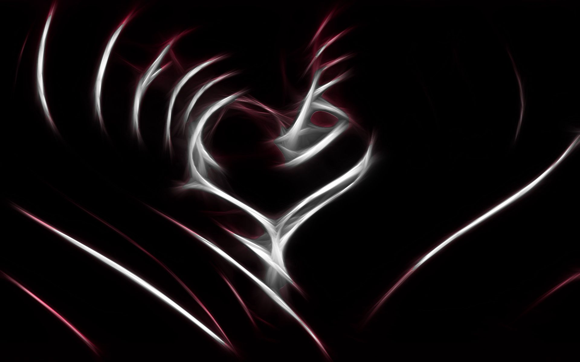 hearts, white, black, abstract, red, line