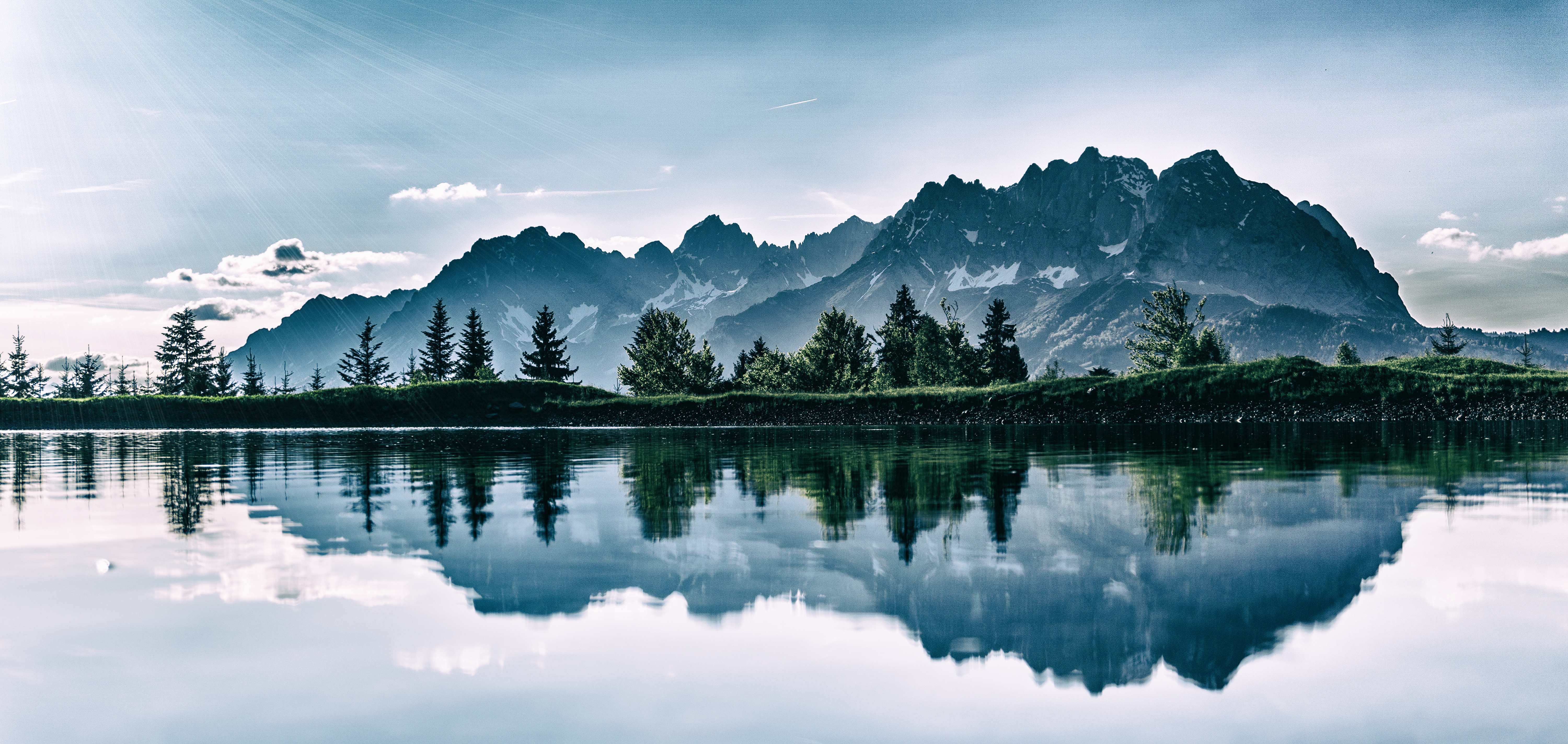 Téléchargez gratuitement l'image Réflexion, Nature, Photoshop, Lac, Montagnes sur le bureau de votre PC