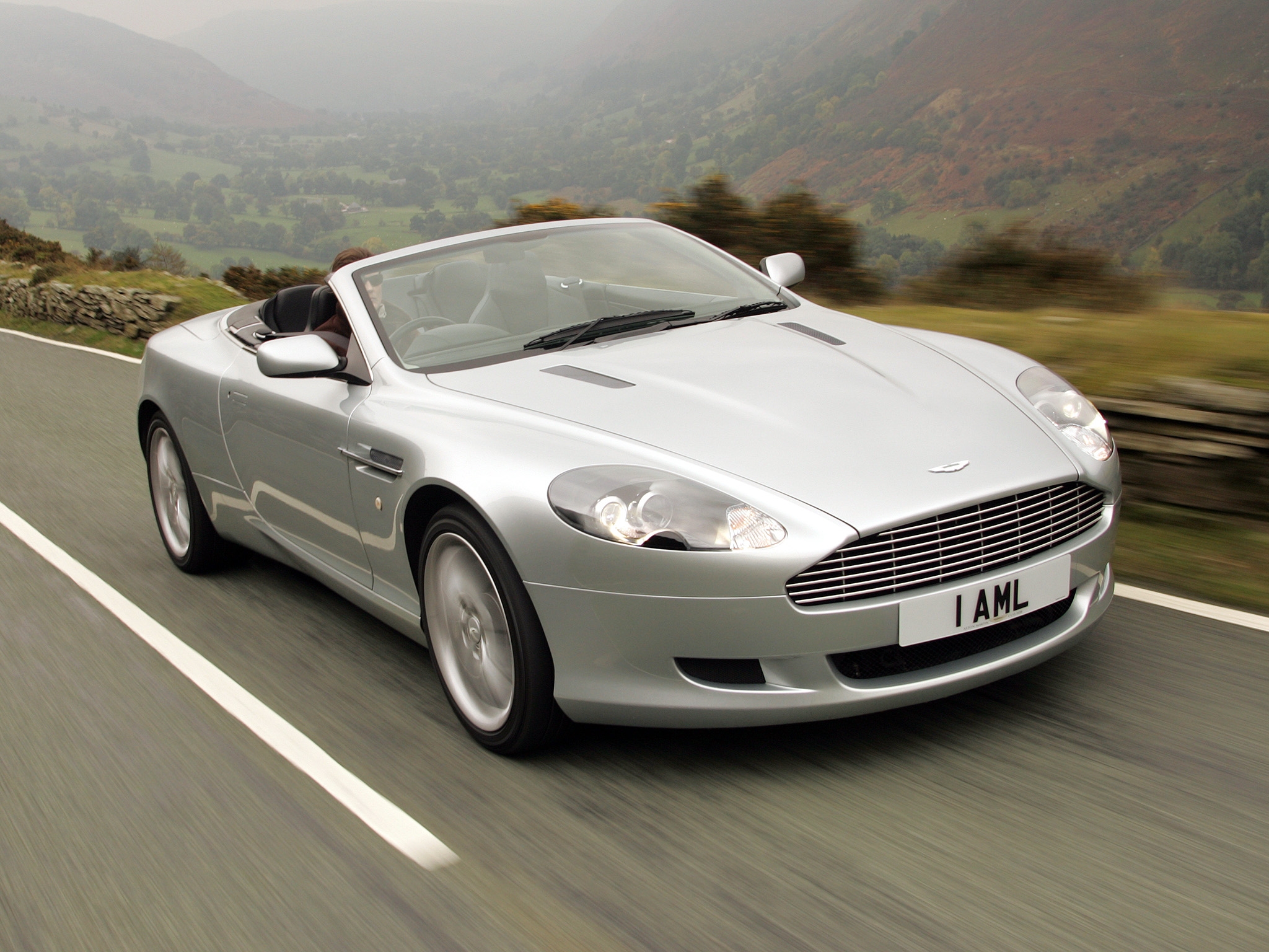 front view, nature, aston martin, cars, speed, style, 2004, silver metallic, db9