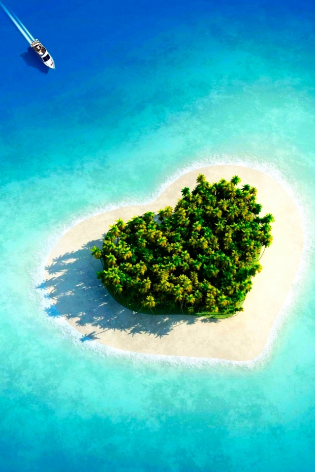 Скачать картинку Пляж, Лето, Остров, Сердце, Тропический, Мальдивы, Земля/природа в телефон бесплатно.