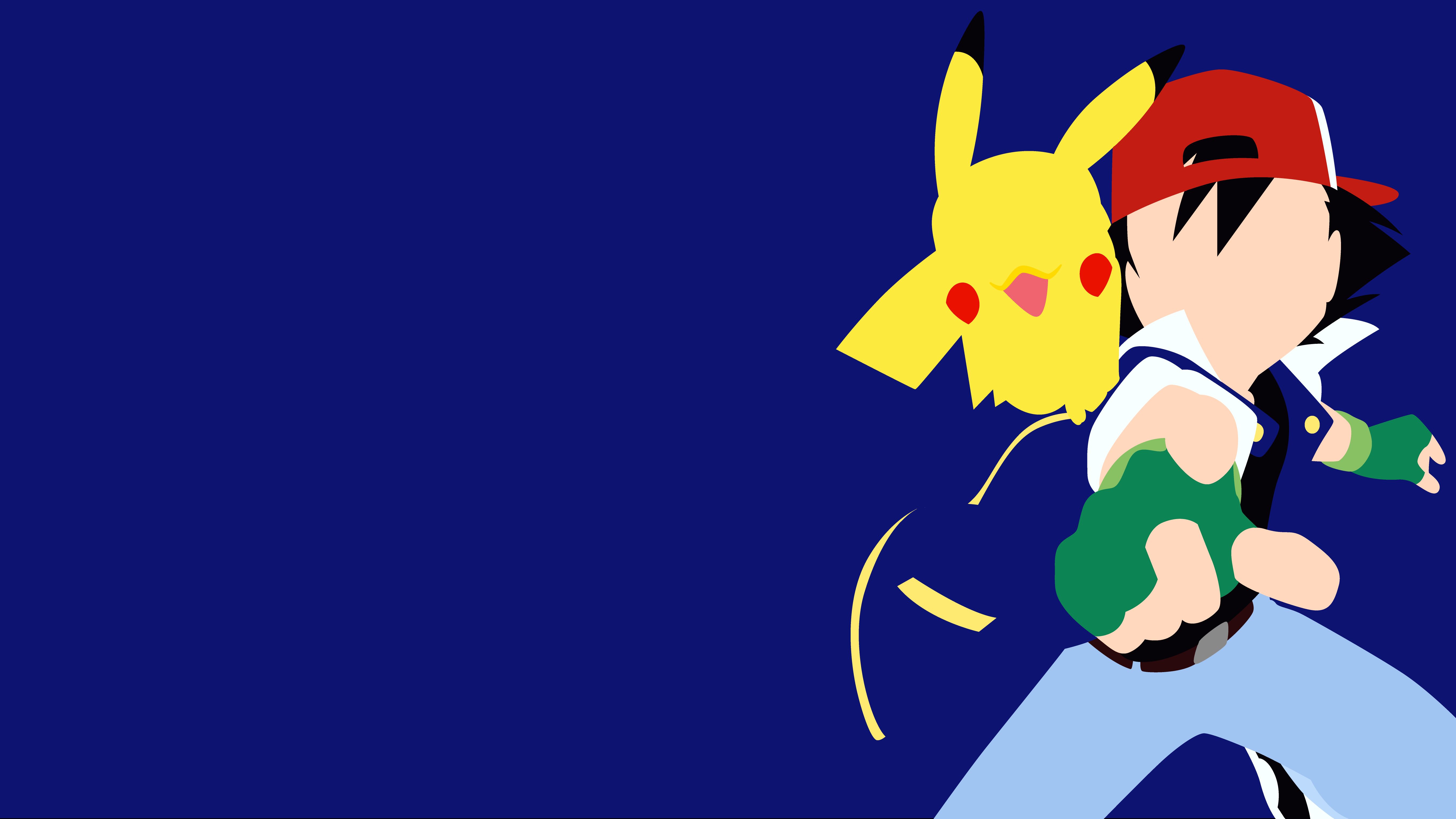 Baixar papel de parede para celular de Anime, Pokémon, Minimalista, Pikachu, Ash Ketchum gratuito.
