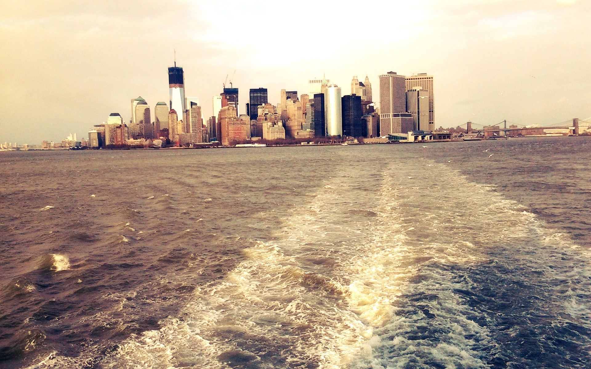 Скачать картинку Городской Пейзаж, Нью Йорк, Города, Сделано Человеком, Вода в телефон бесплатно.