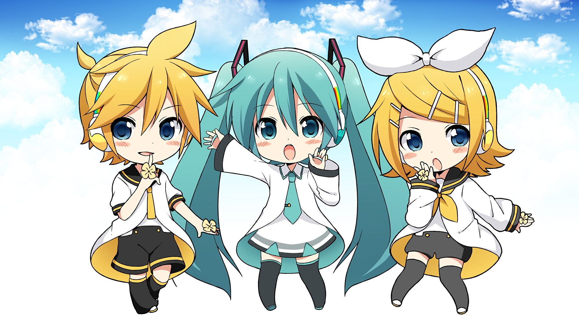 Free download wallpaper Anime, Vocaloid, Hatsune Miku, Rin Kagamine, Len Kagamine on your PC desktop