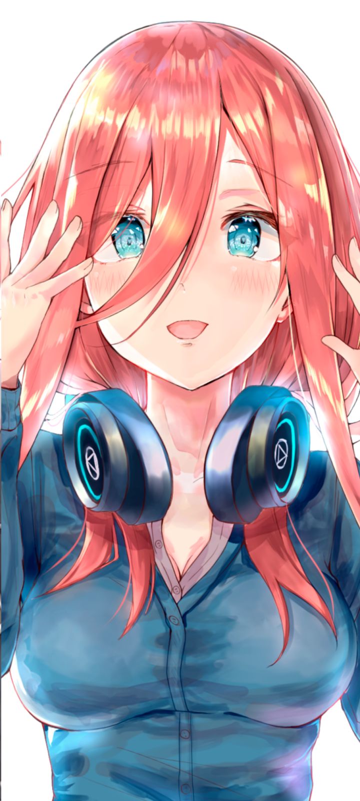 Download mobile wallpaper Anime, Headphones, Blue Eyes, Pink Hair, The Quintessential Quintuplets, Miku Nakano for free.