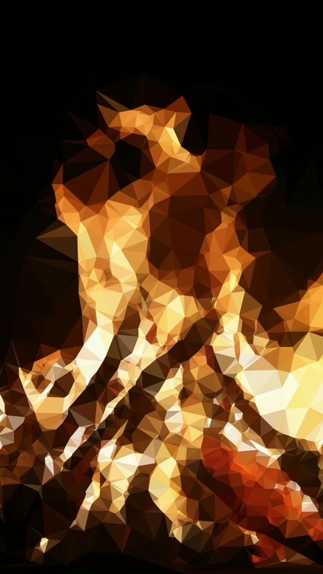 Download mobile wallpaper Fire, Artistic, Polygon, Low Poly, Orange (Color) for free.