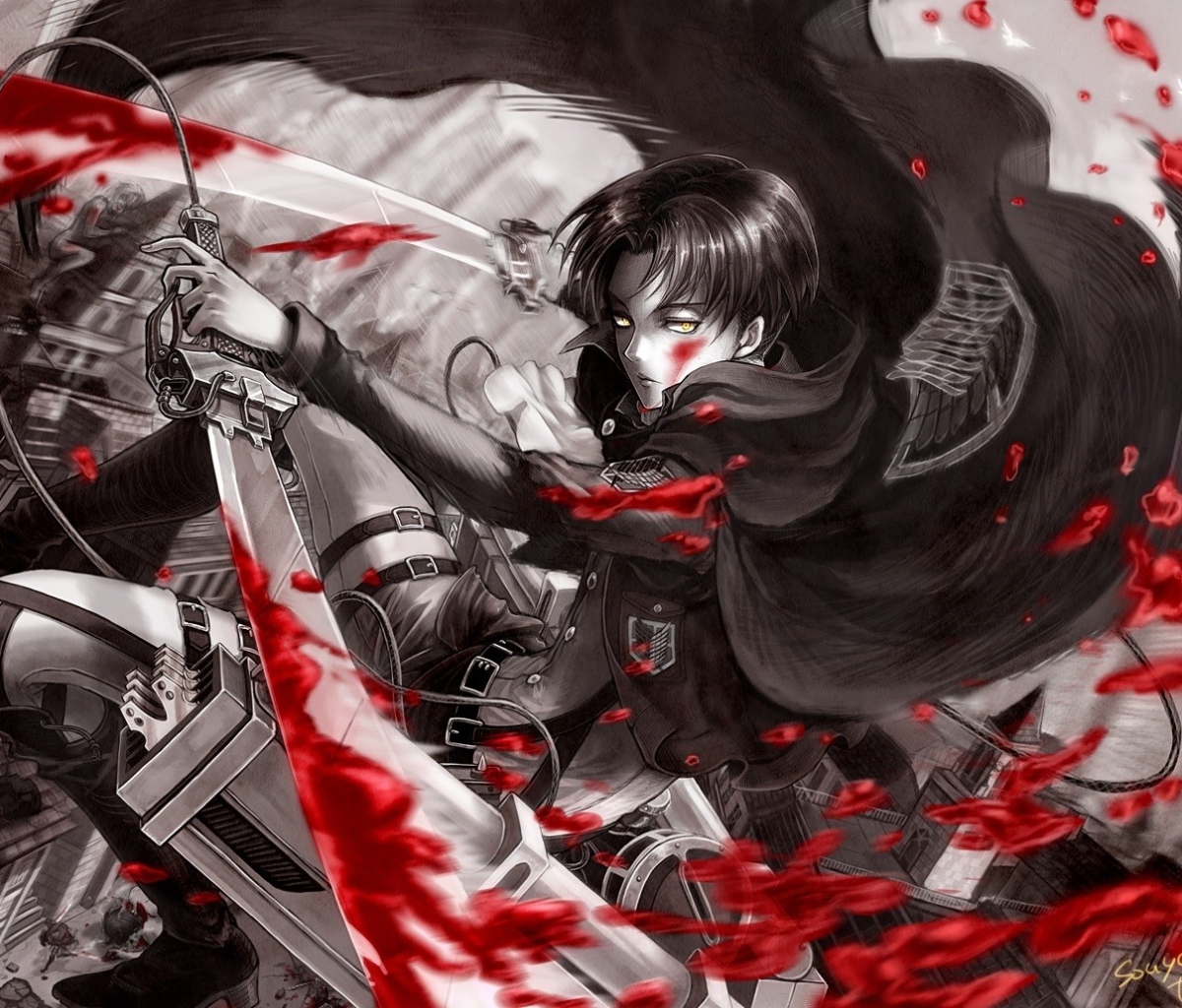 Handy-Wallpaper Blut, Schwert, Animes, Shingeki Kein Kyojin, Attack On Titan, Levi Ackermann kostenlos herunterladen.