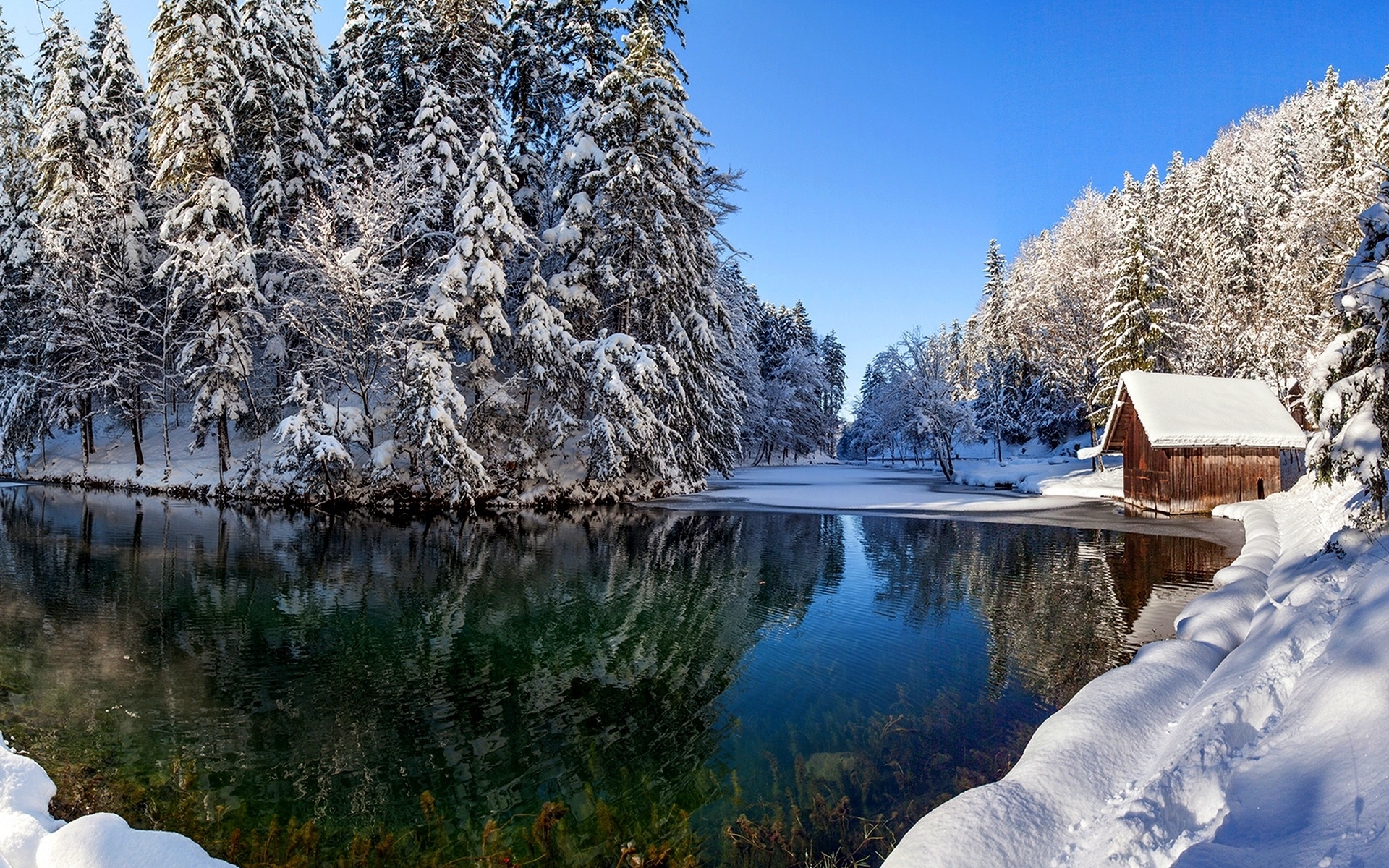 無料モバイル壁紙冬, 雪, 湖, 森, 写真撮影, キャビンをダウンロードします。
