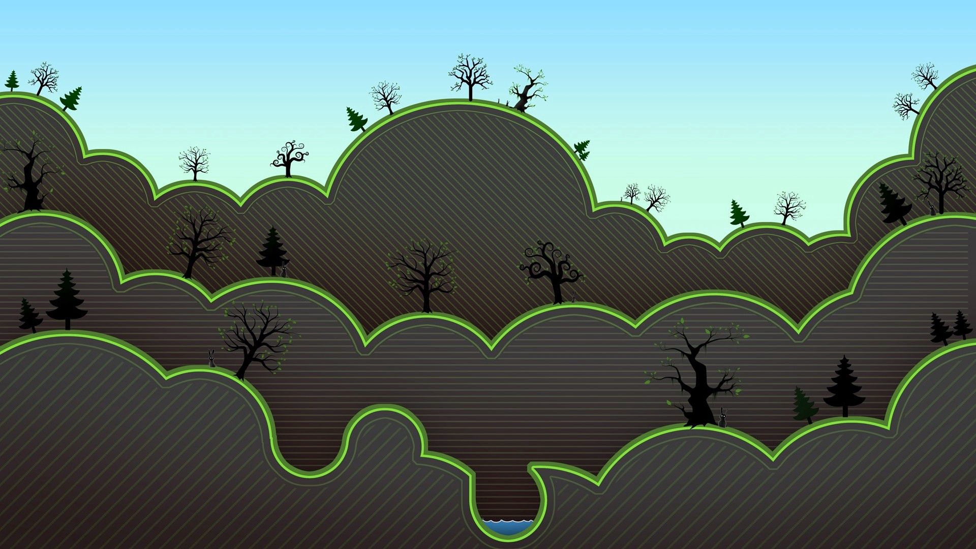 Free download wallpaper Trees, Forest, Water, Vector on your PC desktop