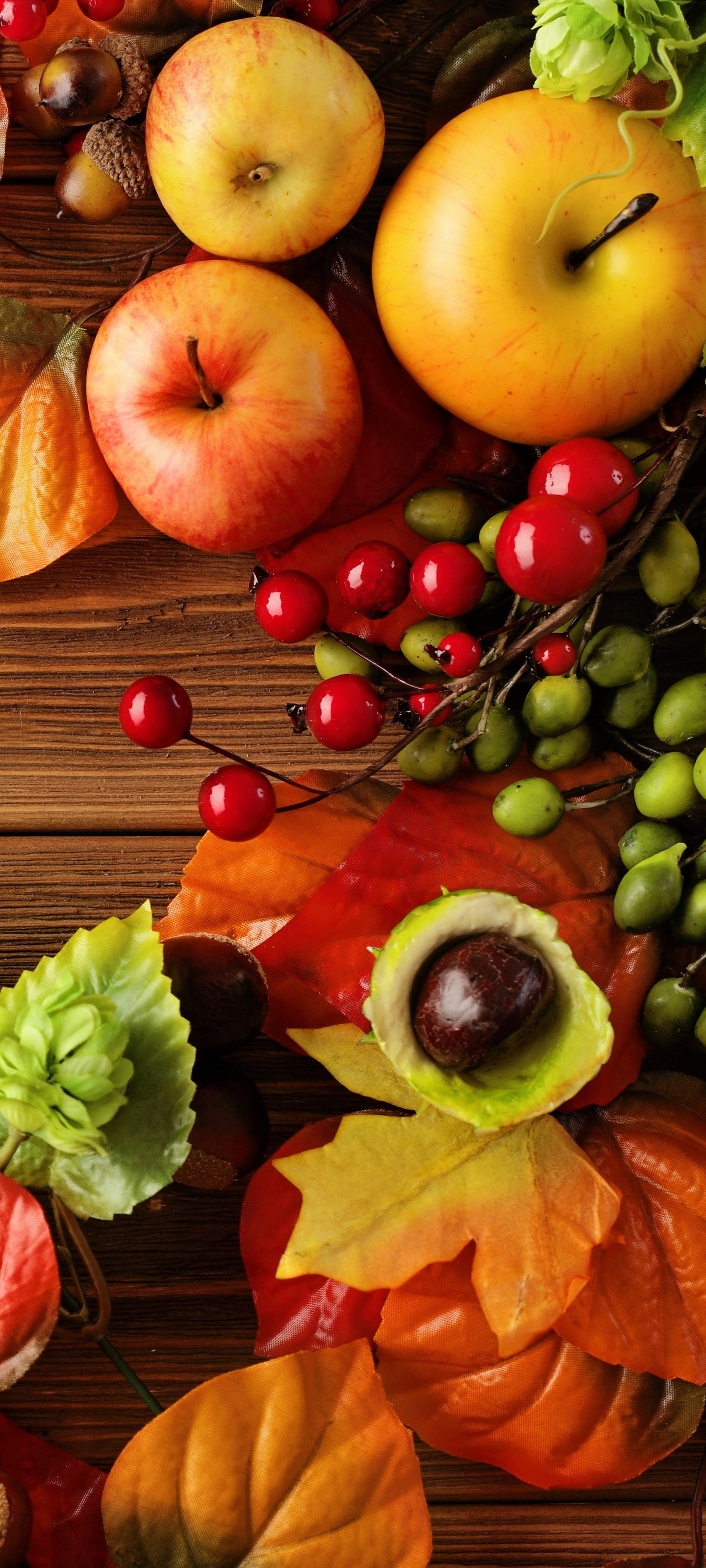 wallpapers food, still life, fruit, fall, berry, harvest, apple, leaf