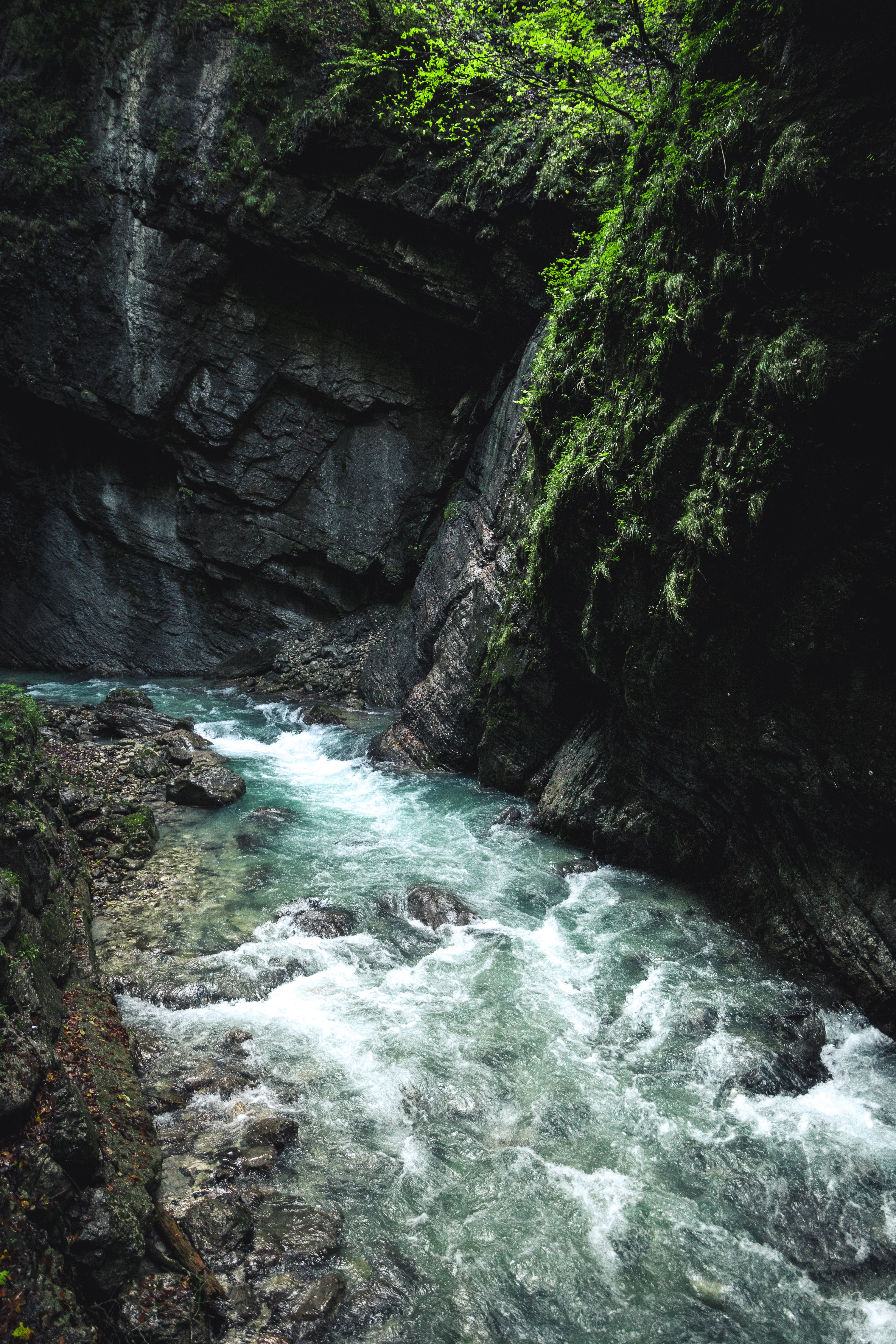 nature, stream, water, rivers, rocks, flow HD wallpaper
