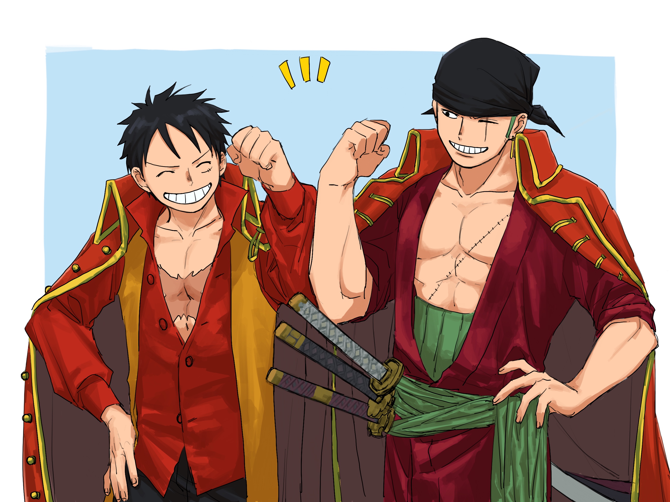 Download mobile wallpaper Anime, One Piece, Roronoa Zoro, Monkey D Luffy for free.