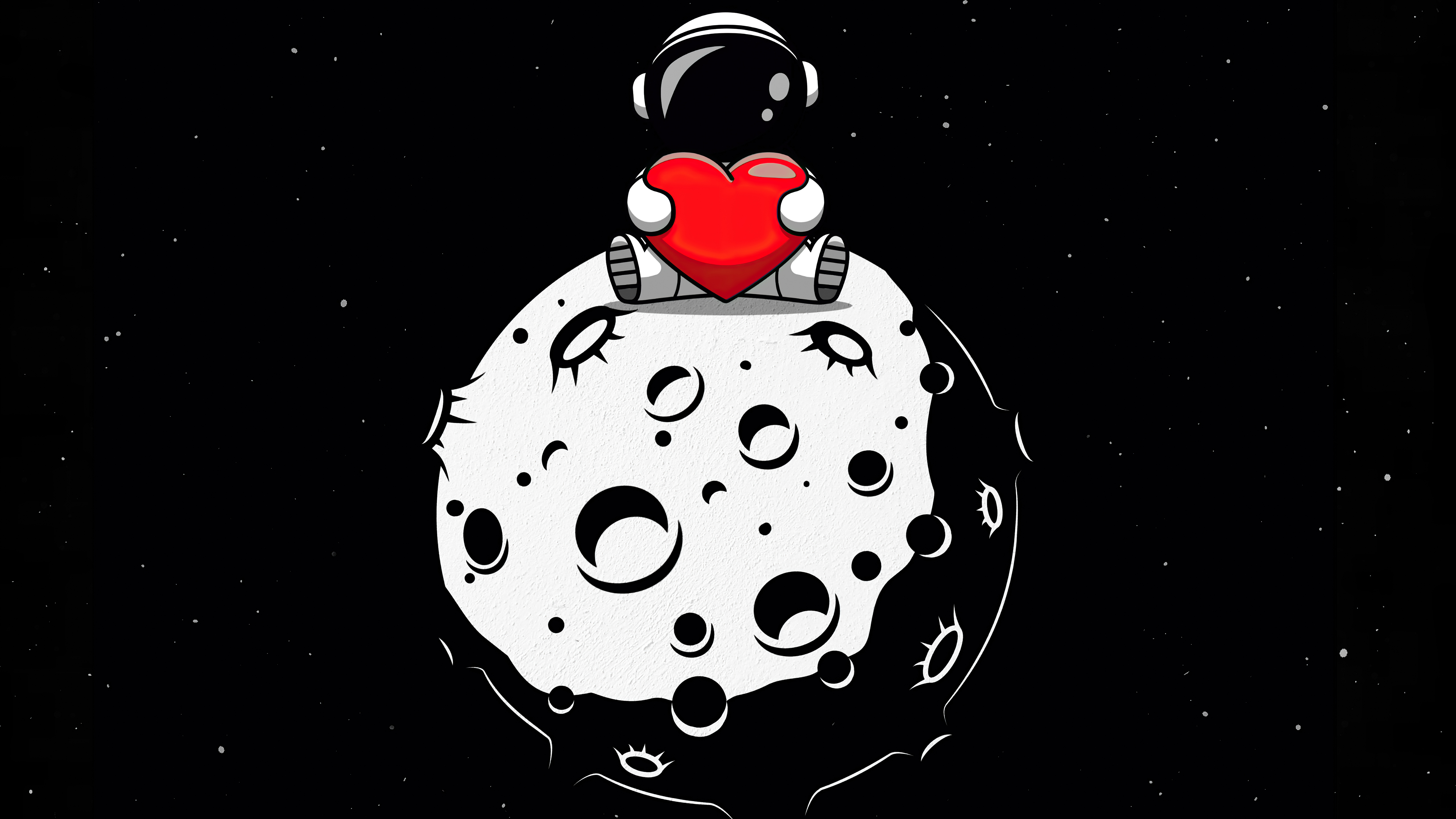 Download mobile wallpaper Moon, Heart, Sci Fi, Astronaut for free.