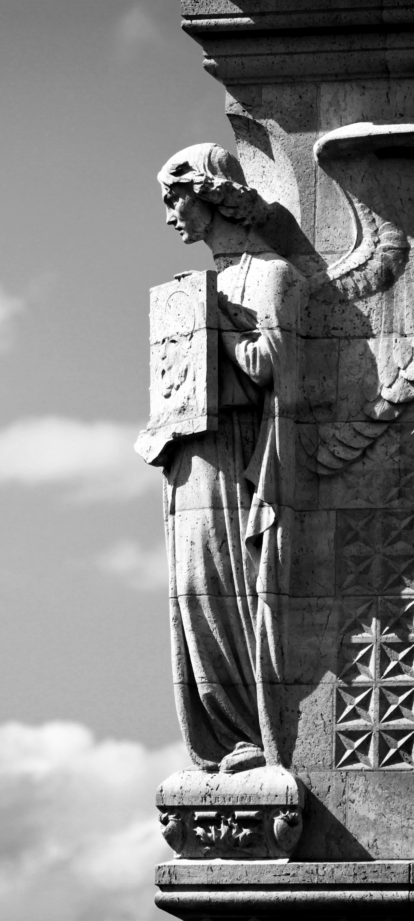 Descarga gratuita de fondo de pantalla para móvil de Monocromo, Estatua, Blanco Y Negro, Blanco Negro, Hecho Por El Hombre, Estatua De Ángel.