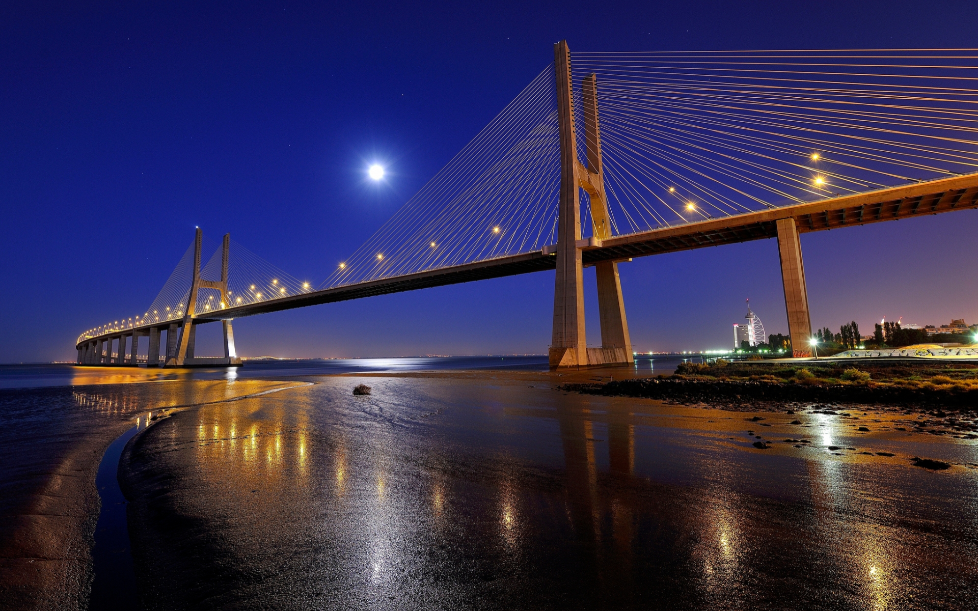 Download mobile wallpaper Vasco Da Gama Bridge, Bridges, Man Made for free.