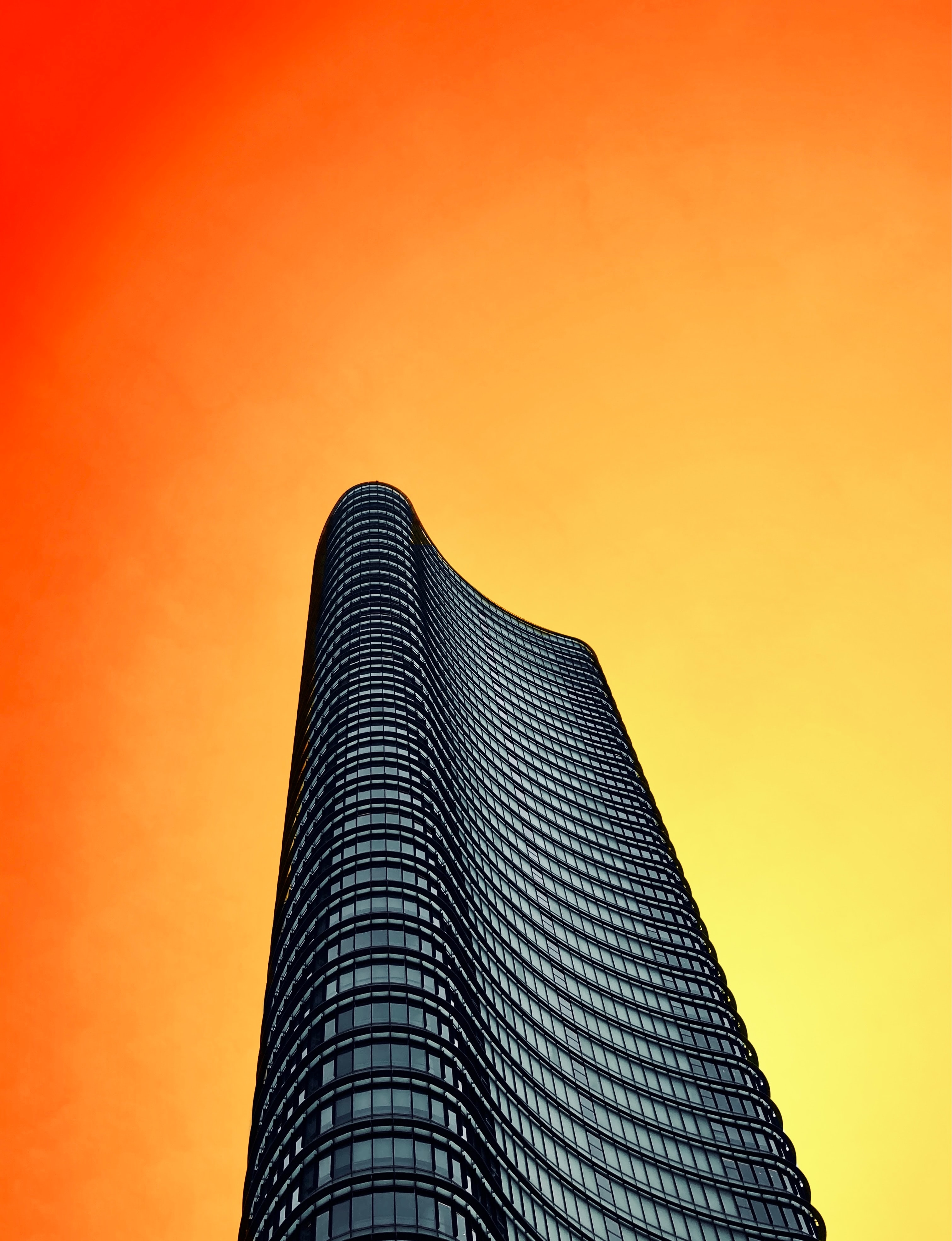 minimalism, architecture, tower, orange, sky, building 4K
