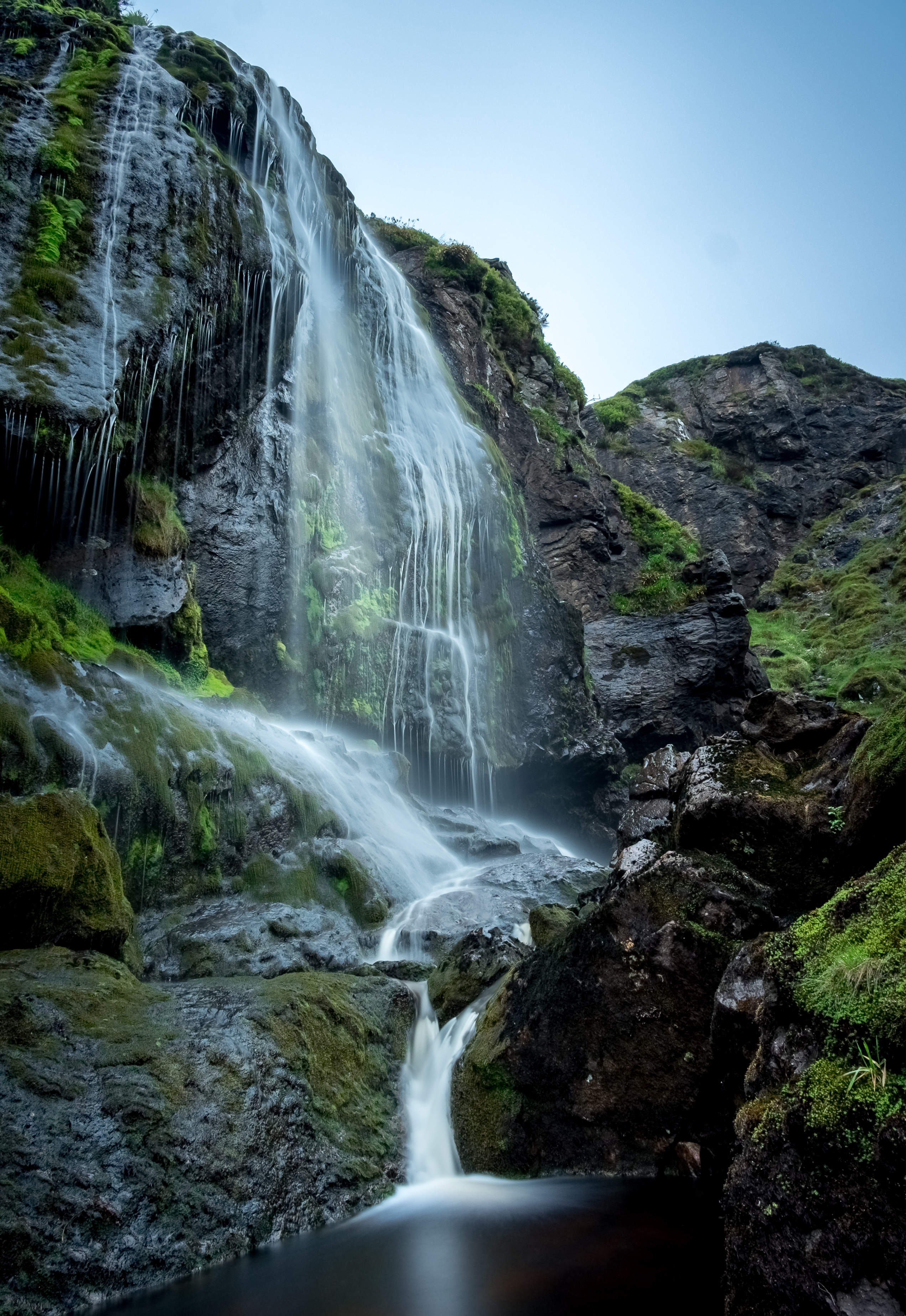 waterfall, break, nature, water, stones, rocks, precipice wallpaper for mobile