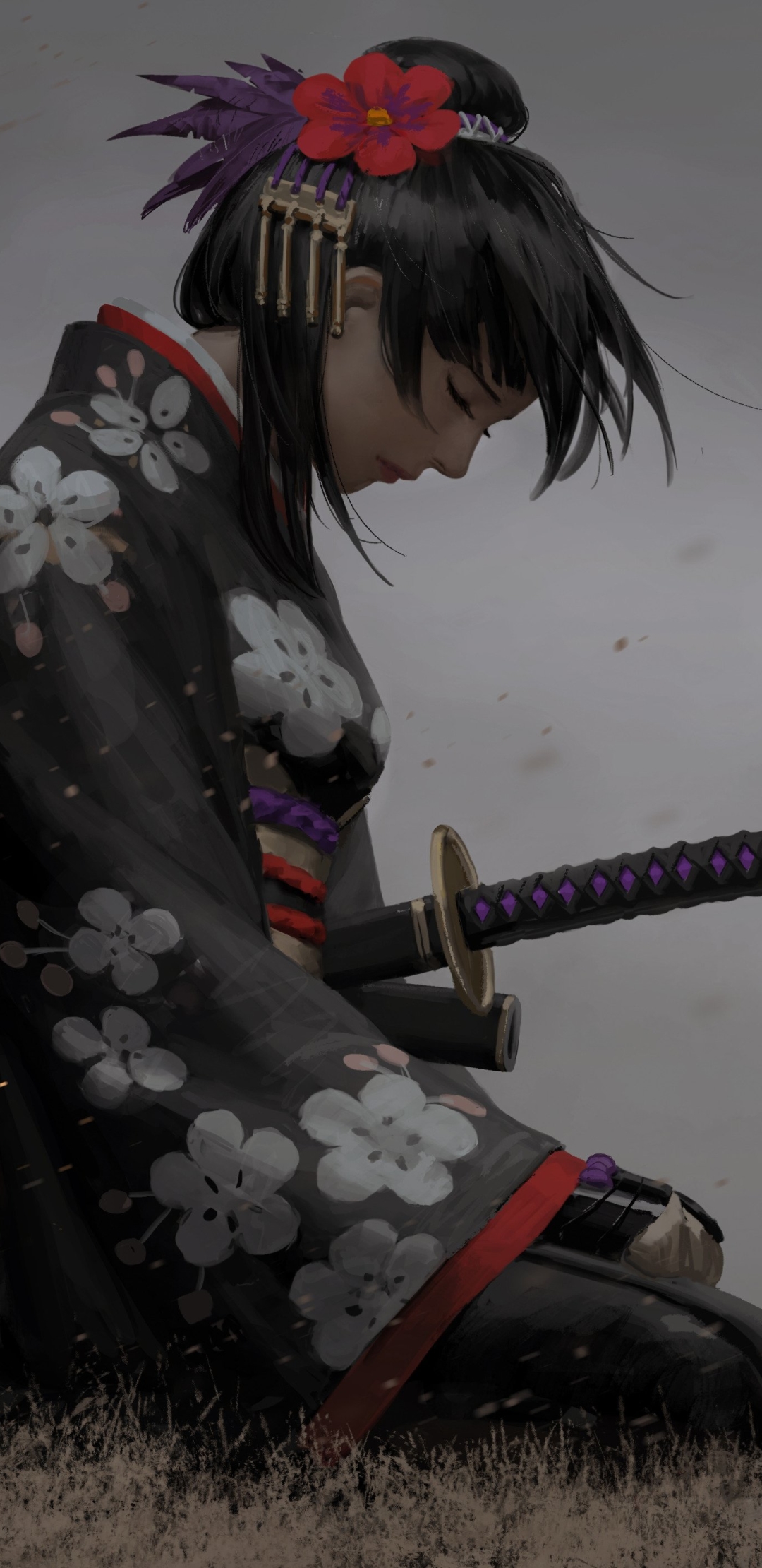 Descarga gratuita de fondo de pantalla para móvil de Kimono, Original, Animado, Pelo Negro, Adorno Para El Pelo.