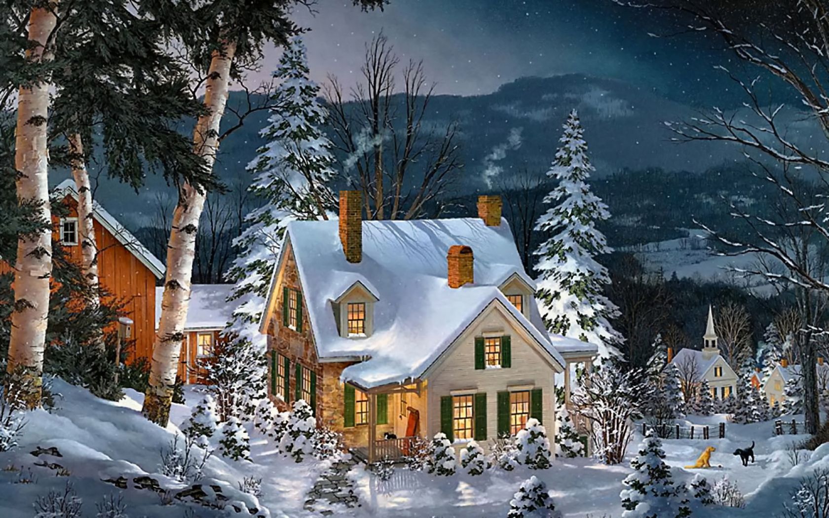 Download mobile wallpaper Winter, Snow, House, Artistic, Church for free.