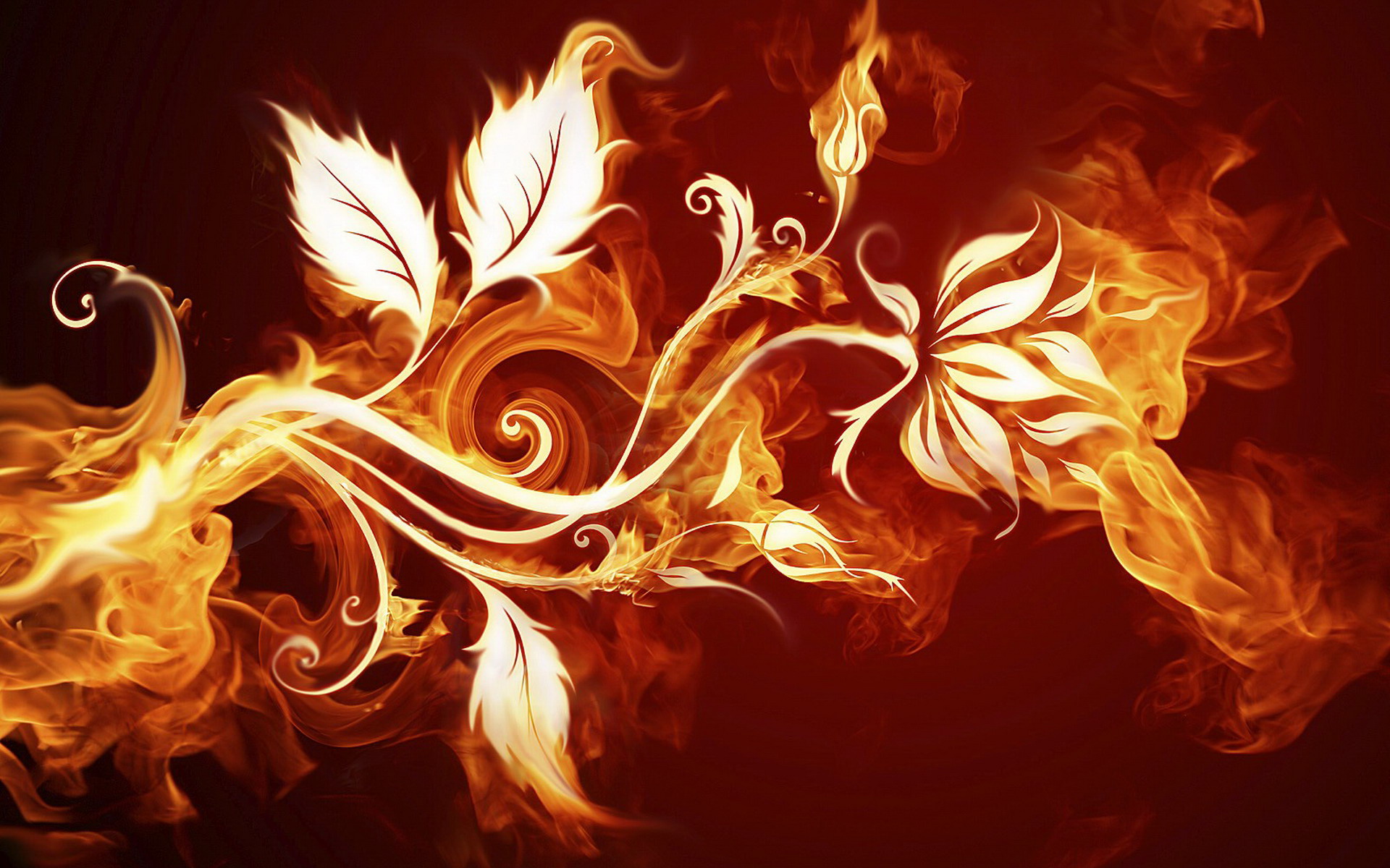 Free download wallpaper Fire, Flower, Flame, Leaf, Artistic, Cgi, Elemental on your PC desktop