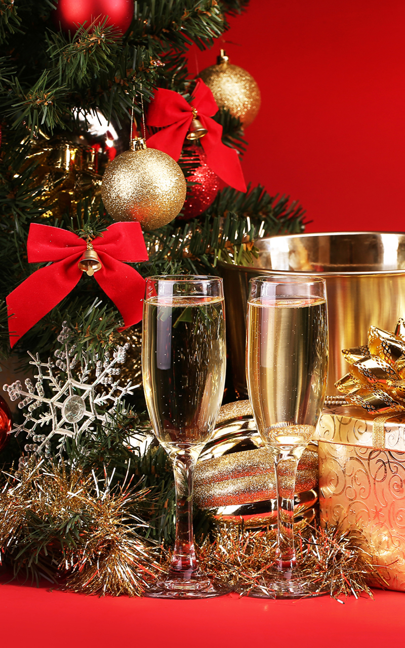 Téléchargez des papiers peints mobile Nourriture, Noël, Décorations De Noël, Champagne gratuitement.