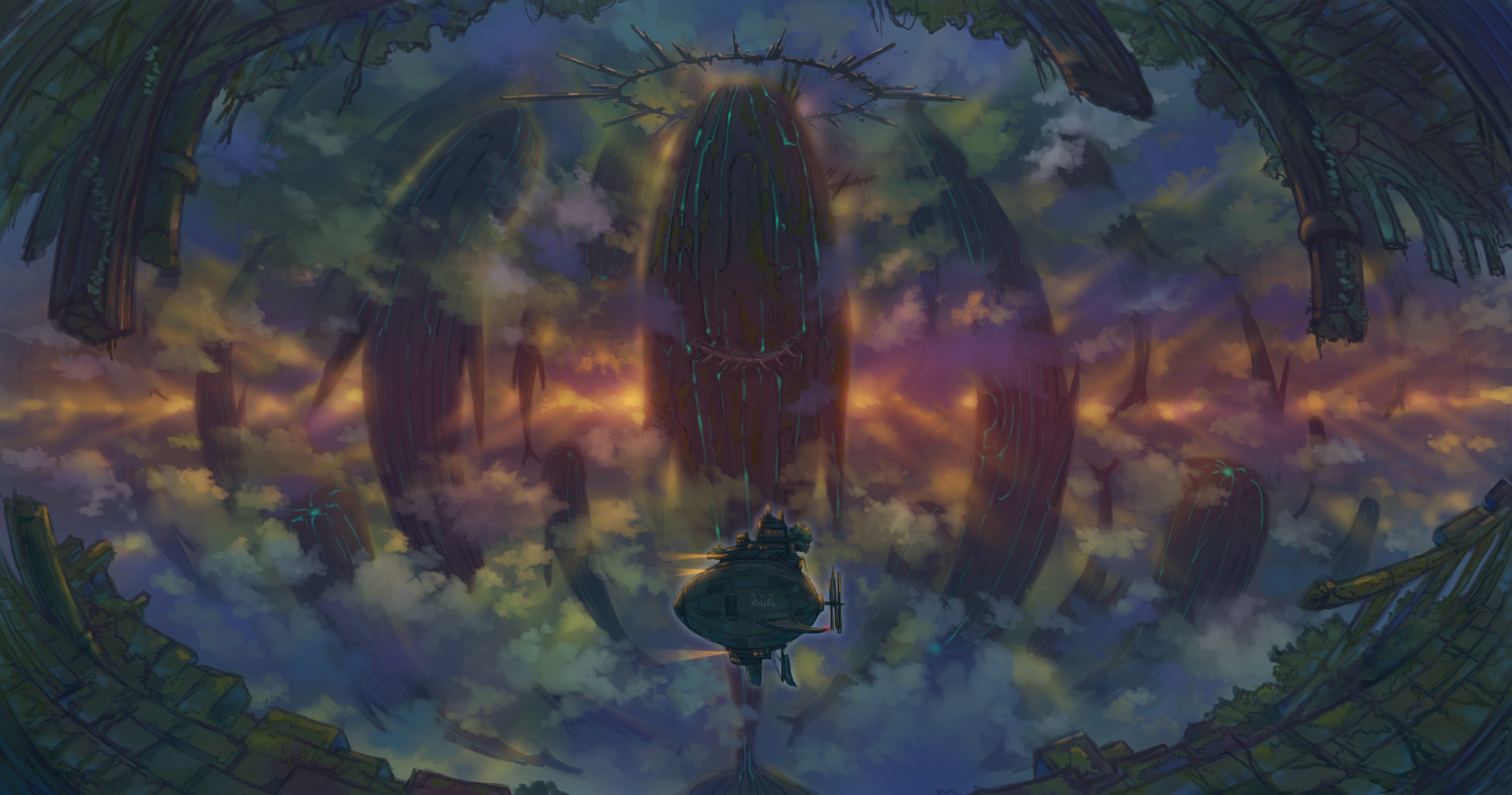 Baixe gratuitamente a imagem Anime, Pôr Do Sol, Nuvem, Baleia, Original na área de trabalho do seu PC