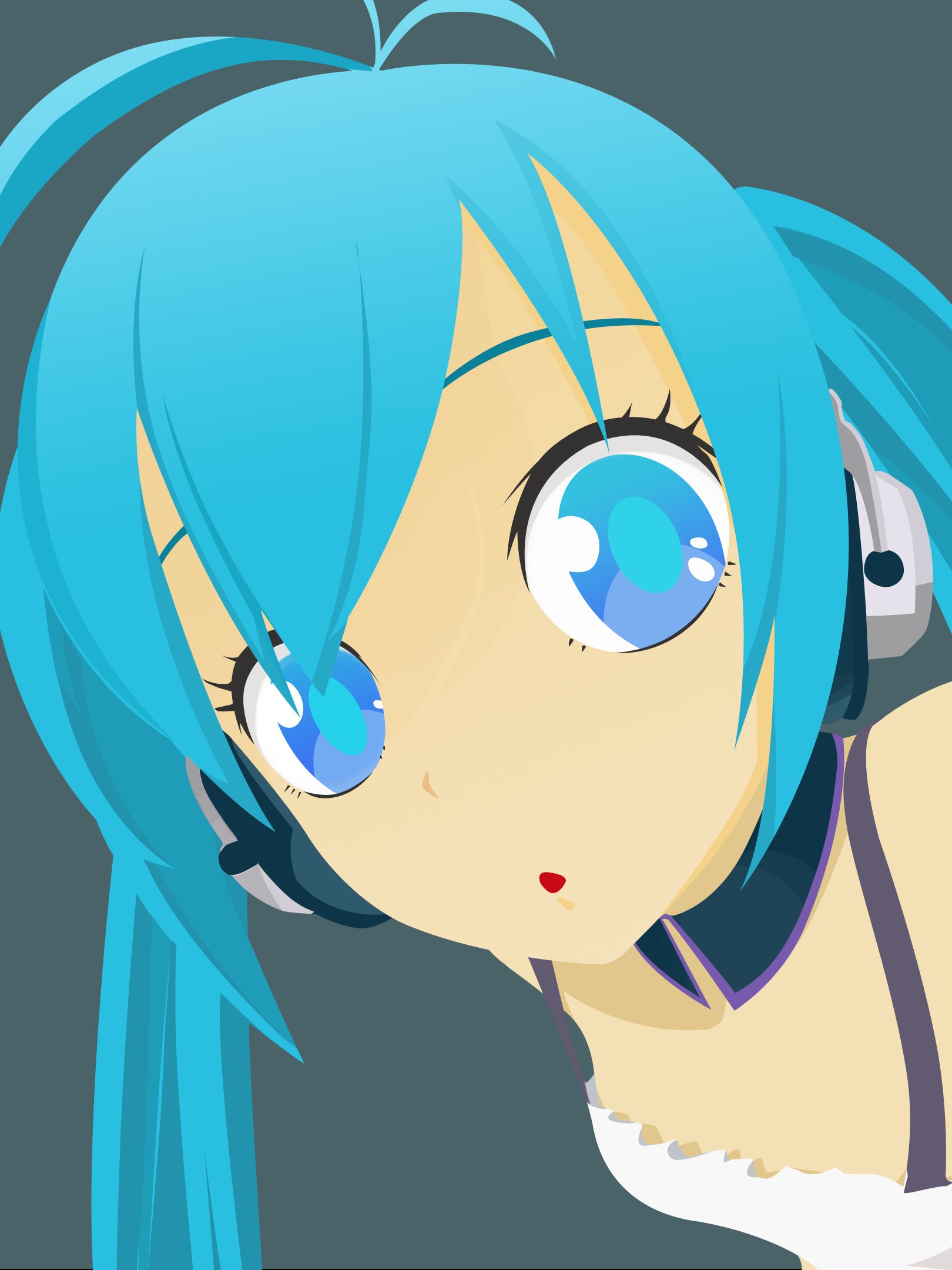 Handy-Wallpaper Vocaloid, Blaue Augen, Minimalistisch, Blaue Haare, Hatsune Miku, Animes kostenlos herunterladen.