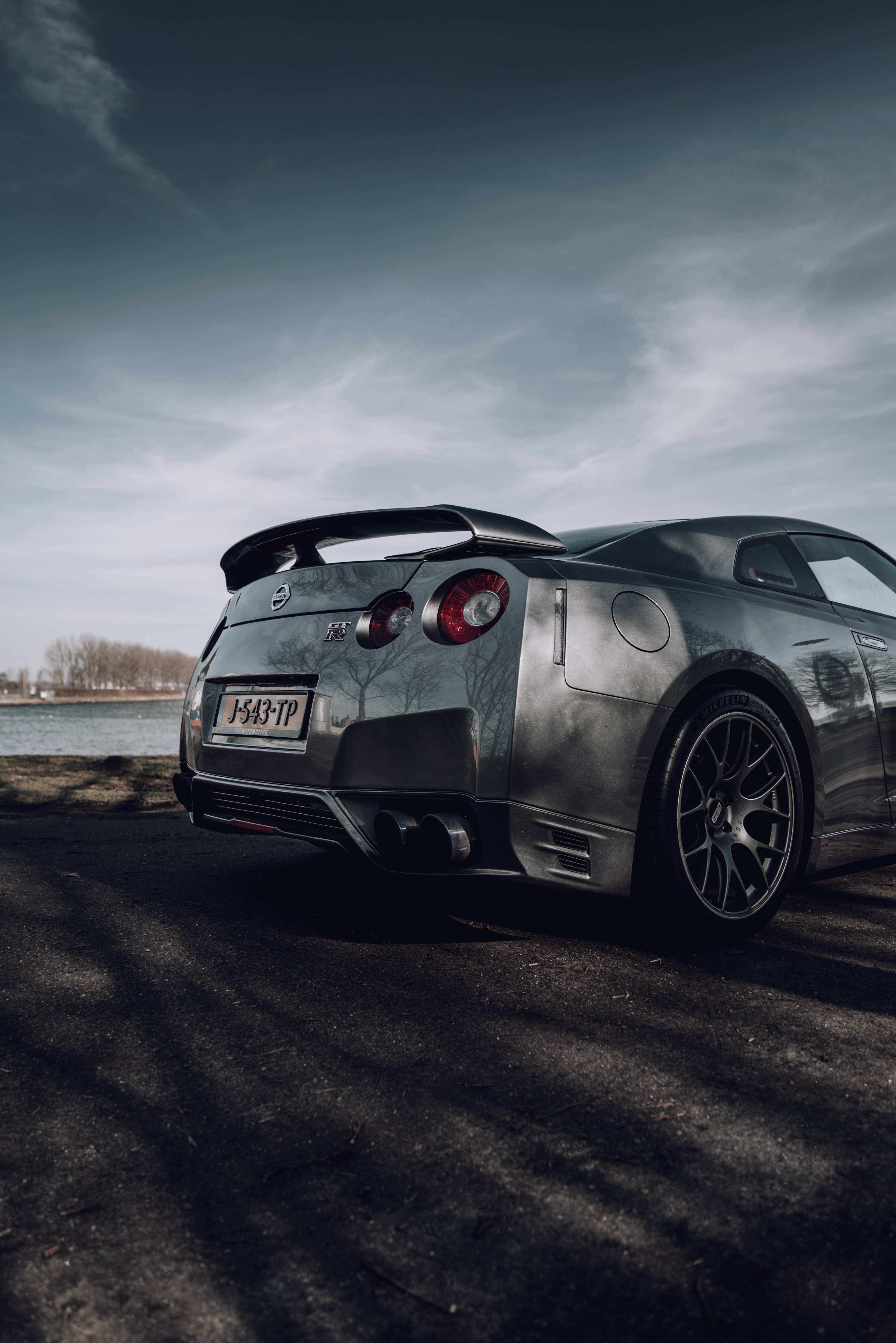 nissan, cars, road, car, side view, silver, nissan gt r