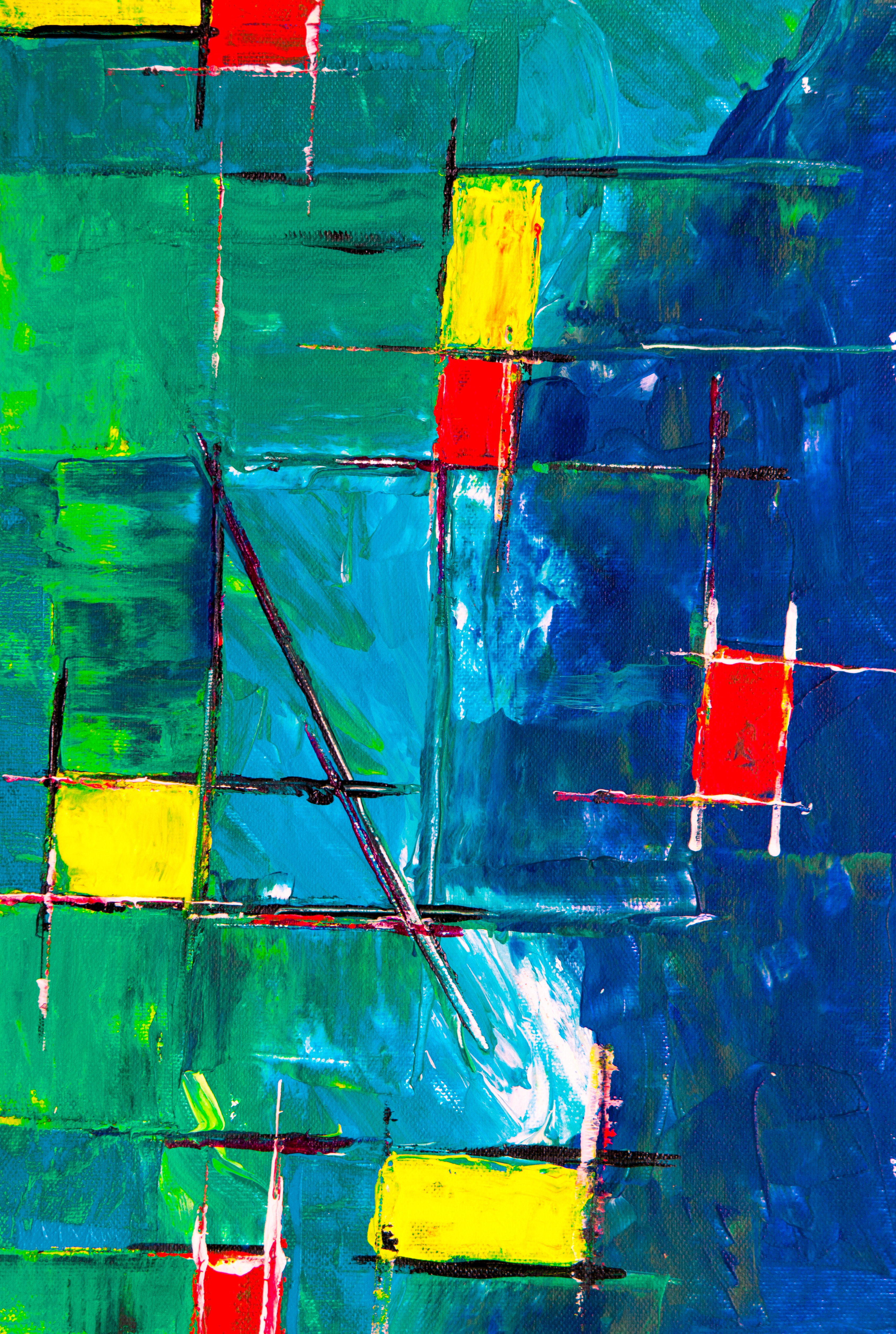 up to date, modern, abstract, paint, stripes, streaks, painting, canvas, squares 4K