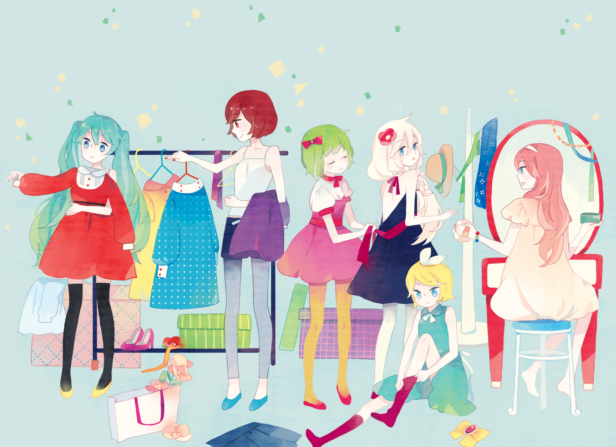 Laden Sie das Vocaloid, Hatsune Miku, Animes, Lukas Megurin, Rin Kagamine, Gumi (Vocaloid), Meiko (Vocaloid), Yuzuki Yukari-Bild kostenlos auf Ihren PC-Desktop herunter
