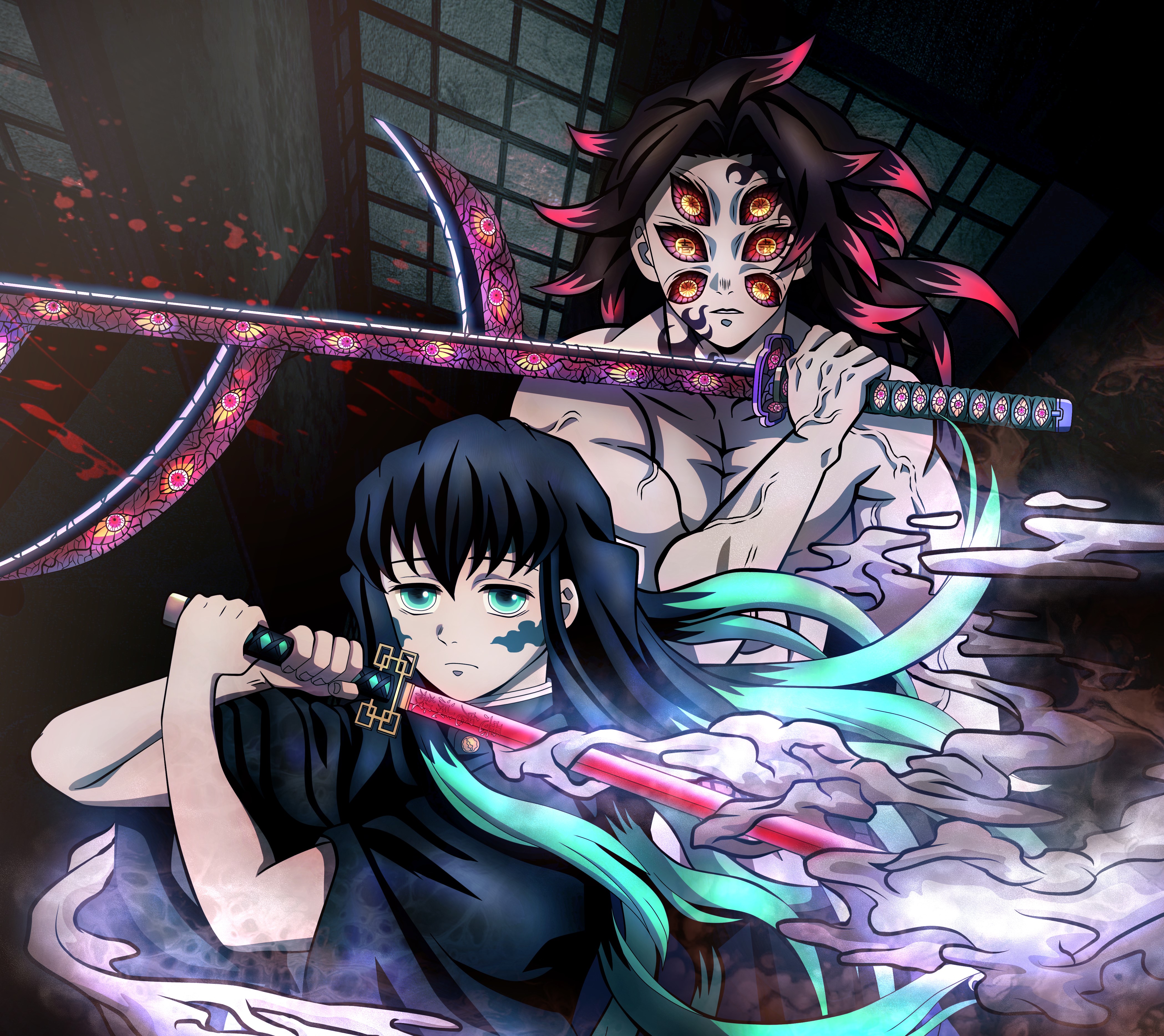 kokushibo (demon slayer), muichiro tokito, anime, demon slayer: kimetsu no yaiba