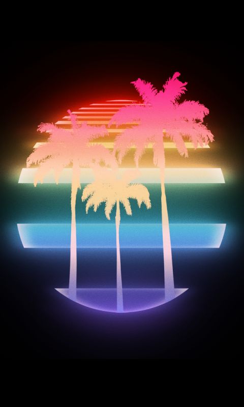 Download mobile wallpaper Sun, Artistic, Palm Tree, Retro Wave for free.