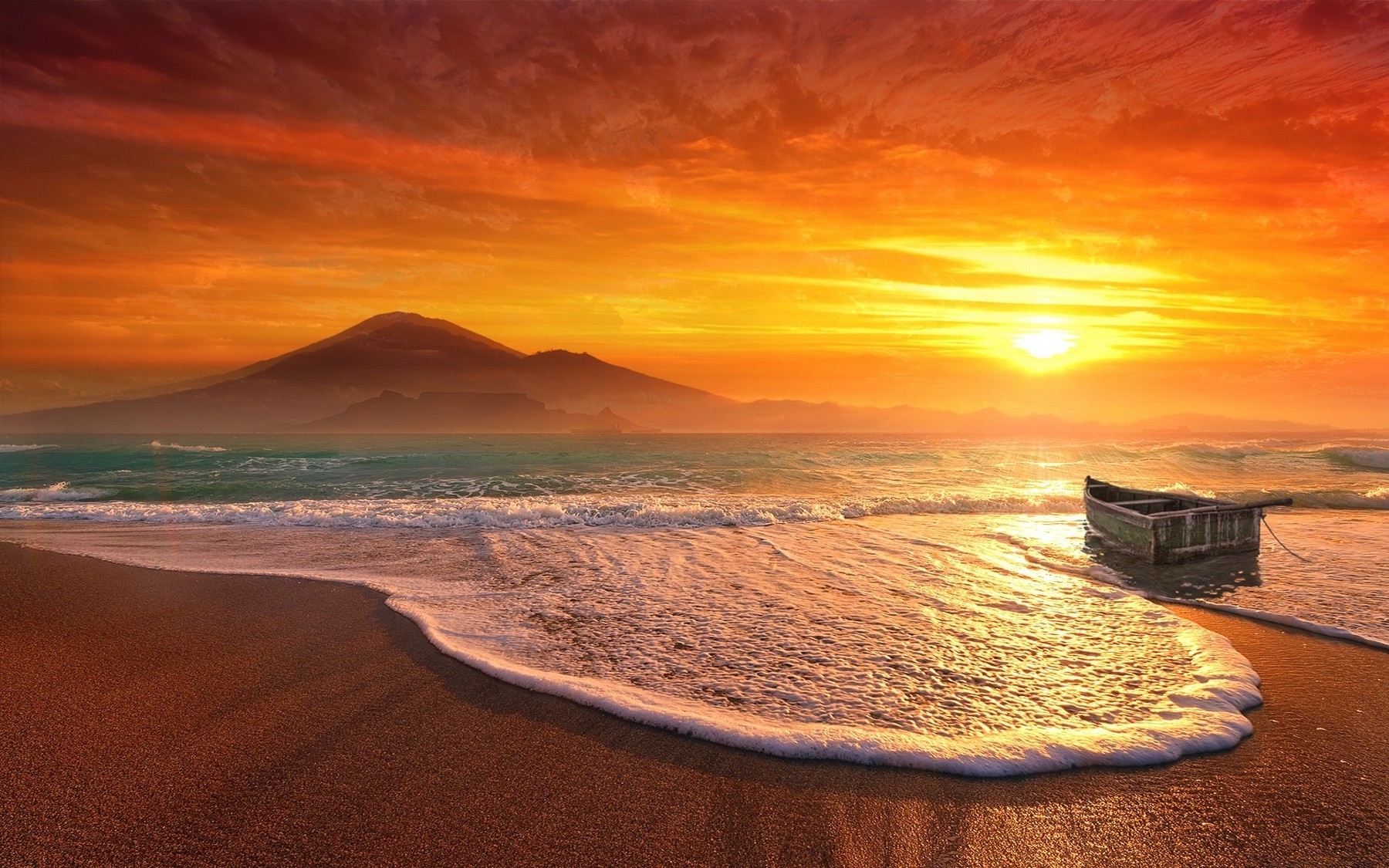 Laden Sie das Strand, Ozean, Boot, Meer, Sonnenuntergang, Fahrzeuge-Bild kostenlos auf Ihren PC-Desktop herunter